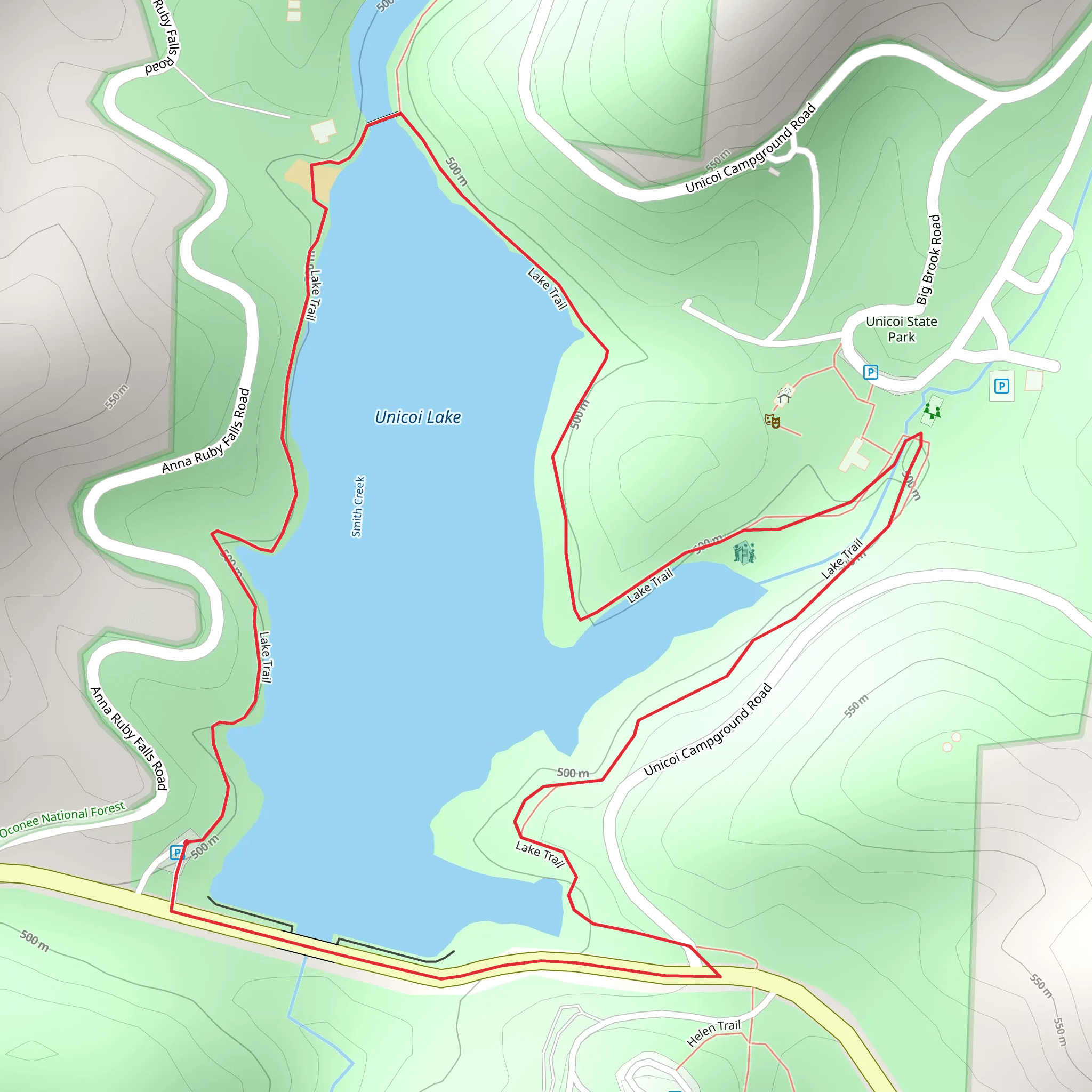 Unicoi Lake Loop mobile static map