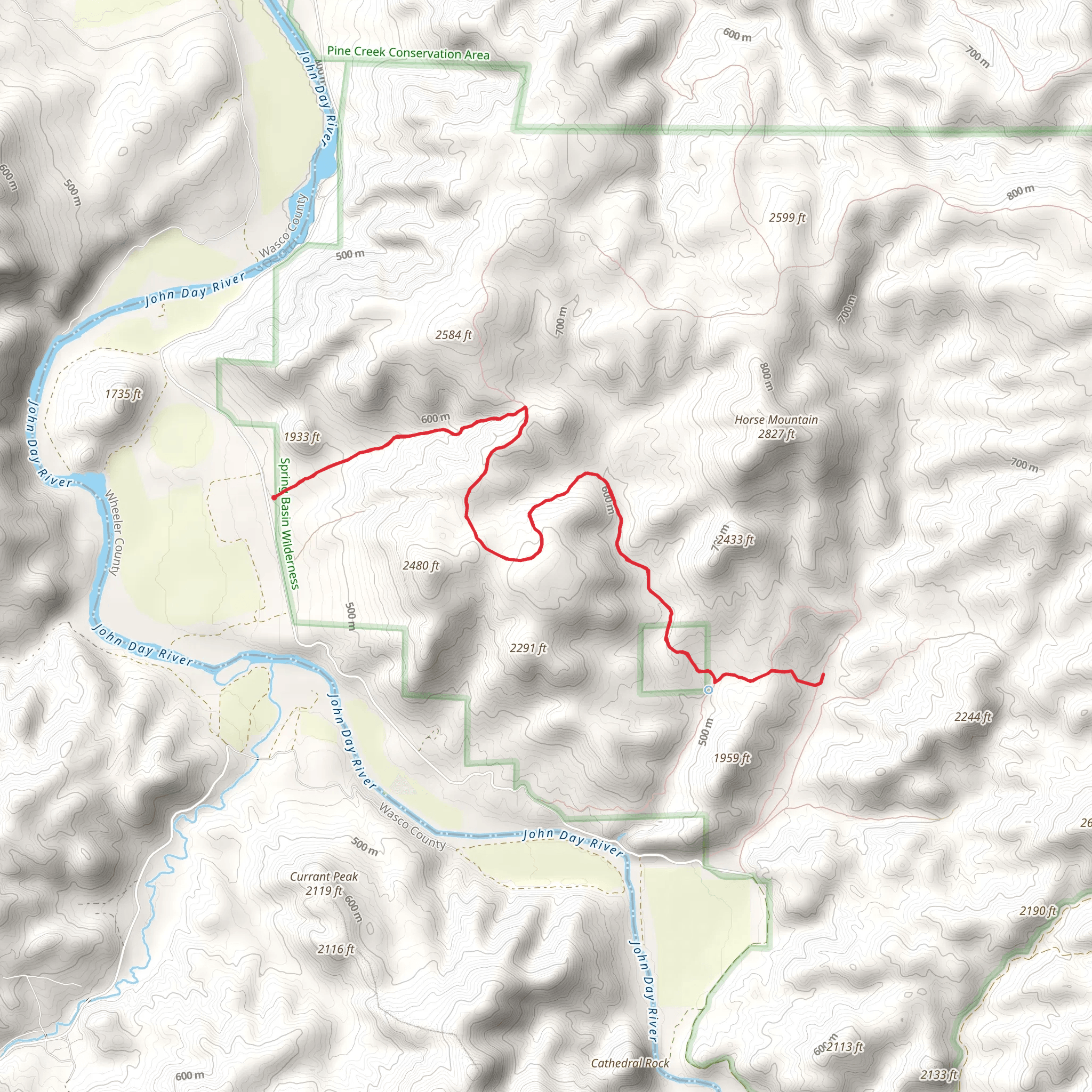 Spring Basin Wilderness Trail mobile static map