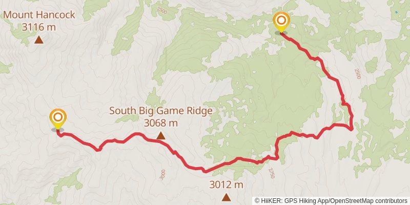 Heart Lake and Fox Creek and South Big Game Ridge Trail via CDT stage 3 Map