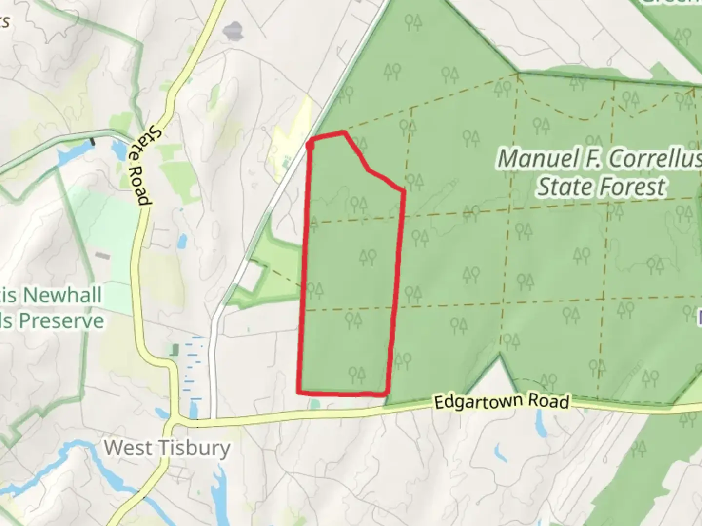 An image depicting the trail Manter Memorial Field Loop and its surrounding area.