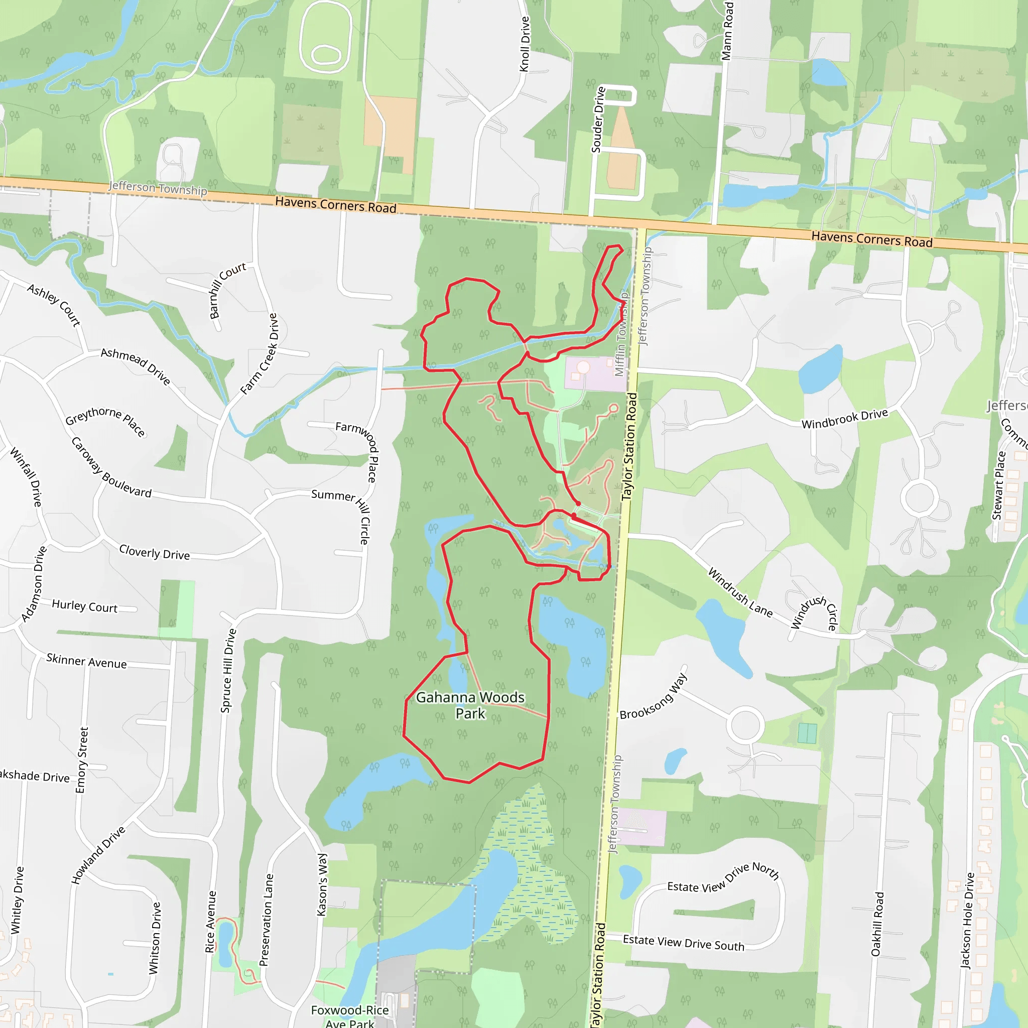 Gahanna Woods Park Loop mobile static map