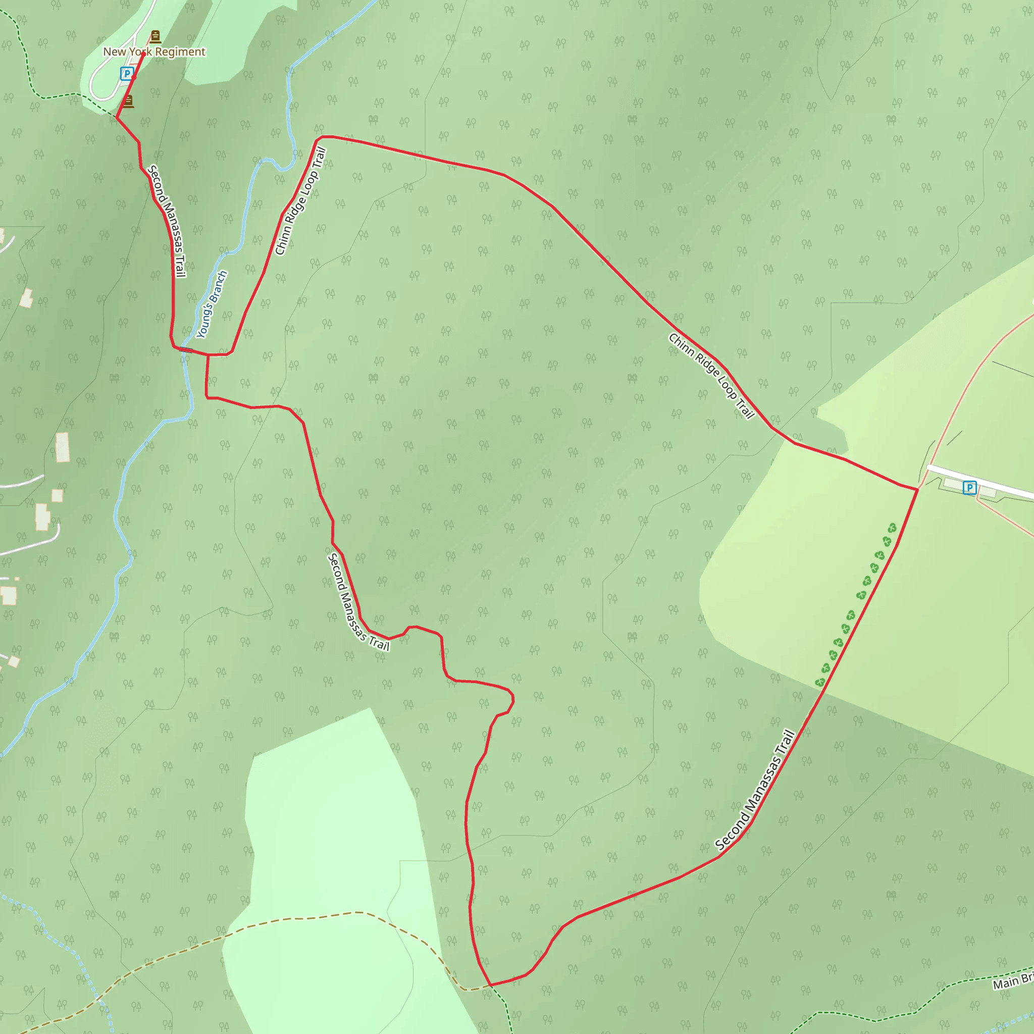 Second Manassas and Chinn Ridge Loop Trail mobile static map