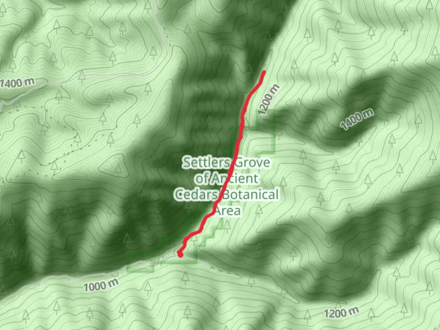 An image depicting the trail Settler's Grove Interpretive Trail and its surrounding area.