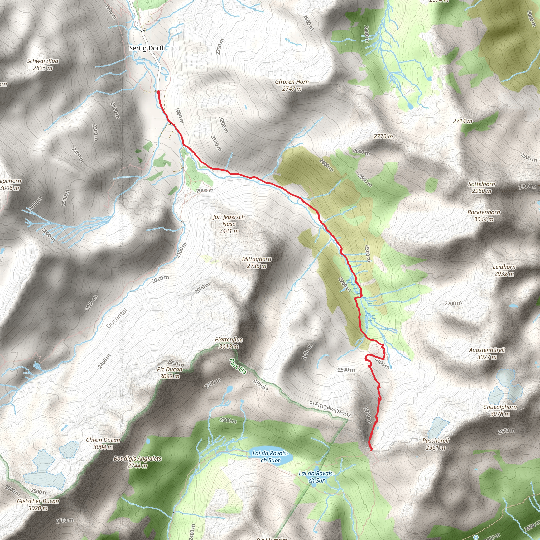 Sertig Pass Trail mobile static map