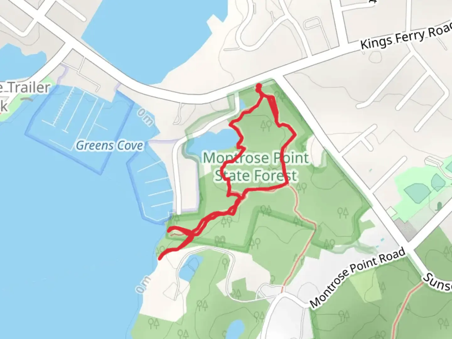 An image depicting the trail Montrose Point State Forest via Bypass Trail and its surrounding area.