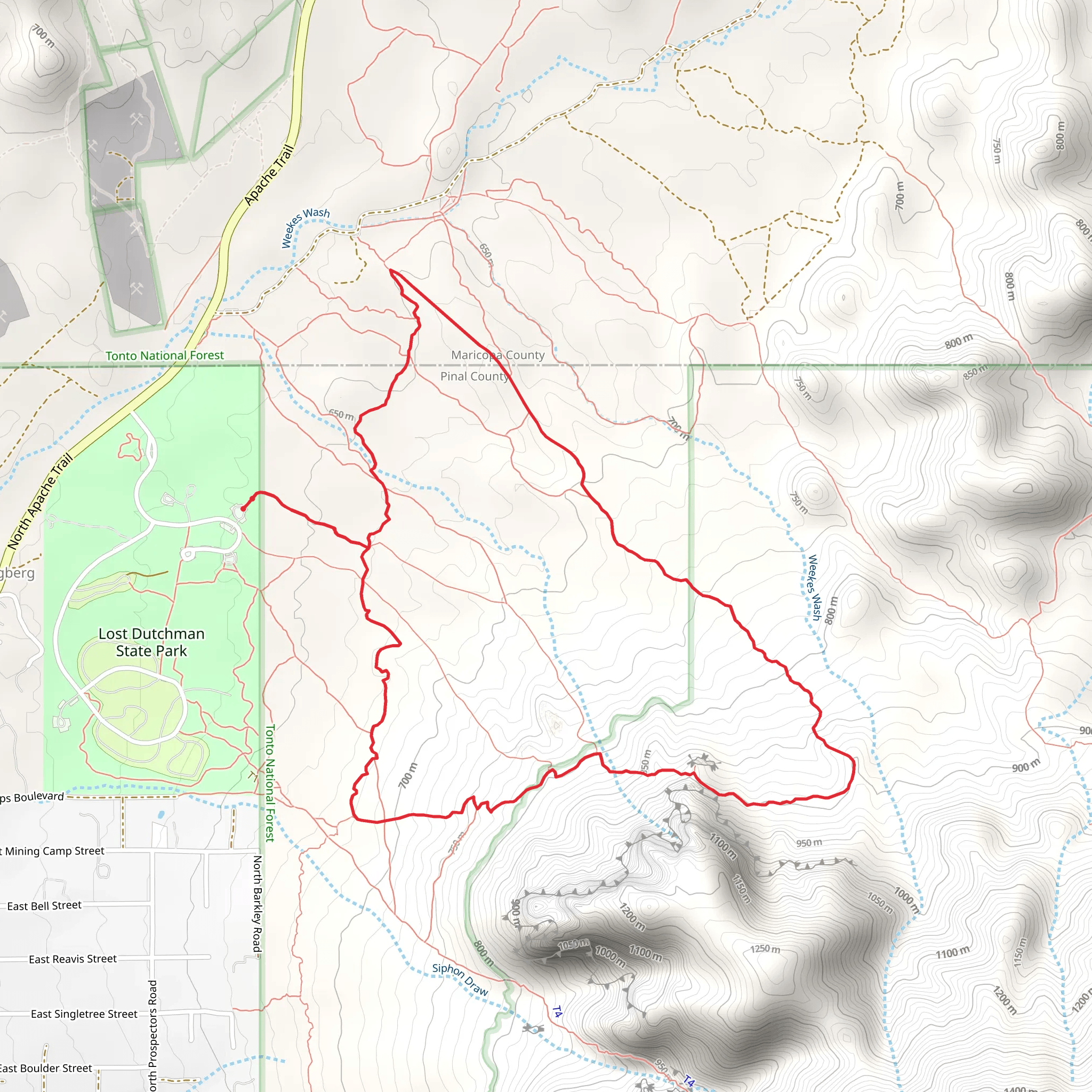 Treasure, Prospector's View and Jacob's Crosscut Loop Trail mobile static map