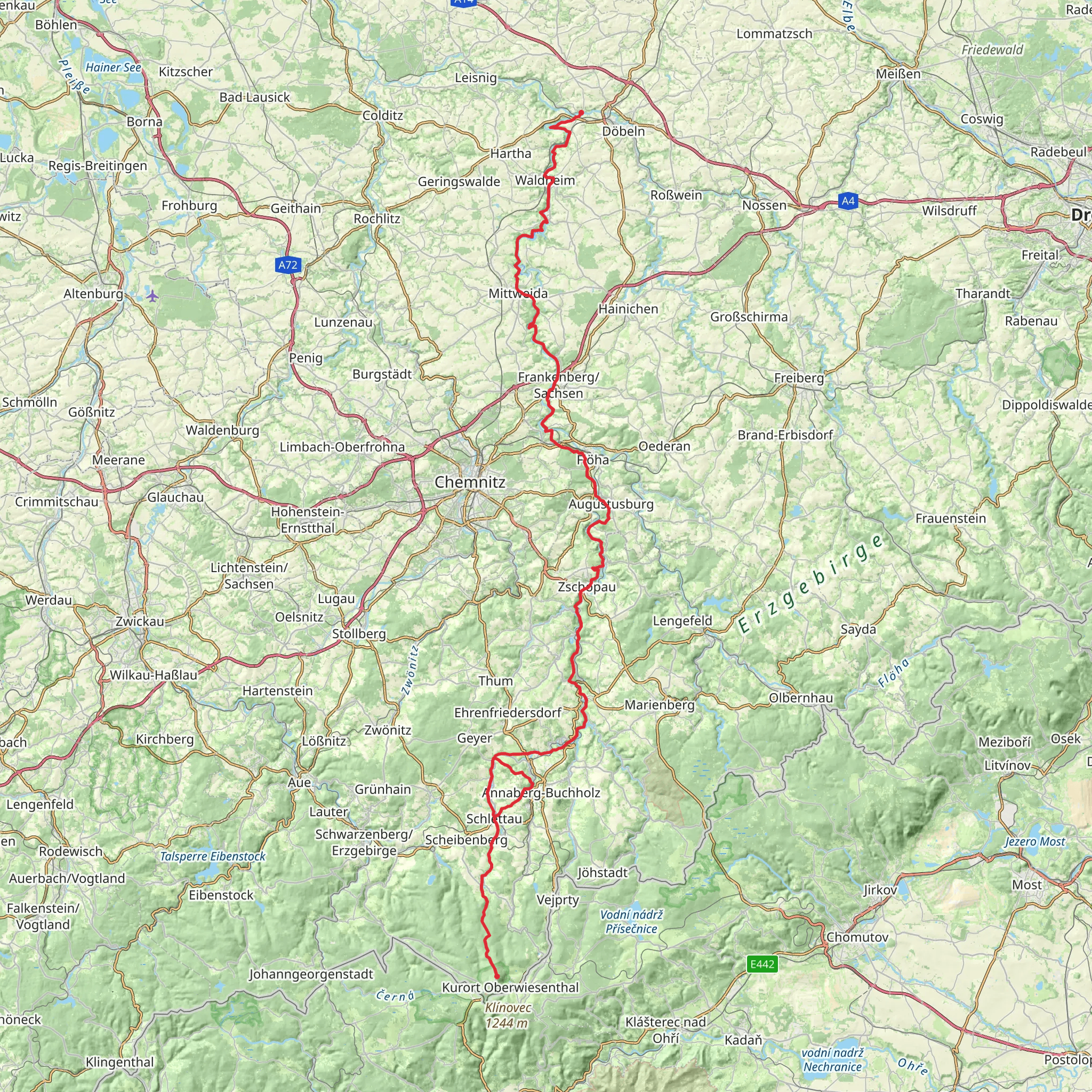 Zschopautal-Wanderweg mobile static map