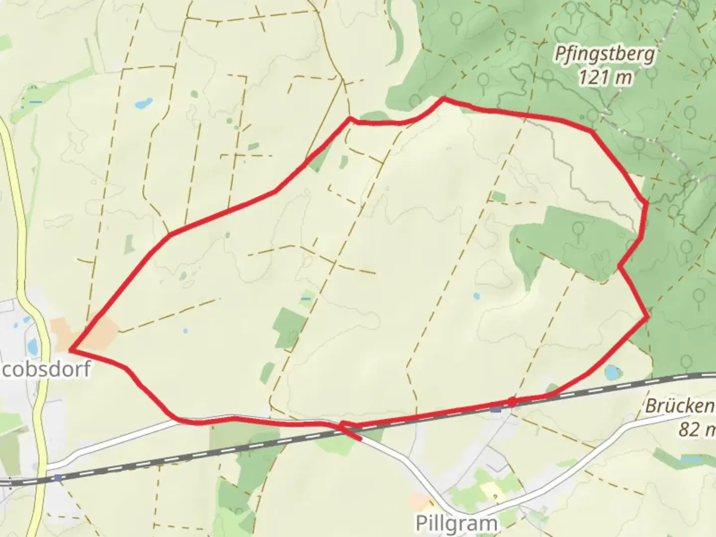 An image depicting the trail Pillgram Loop and its surrounding area.