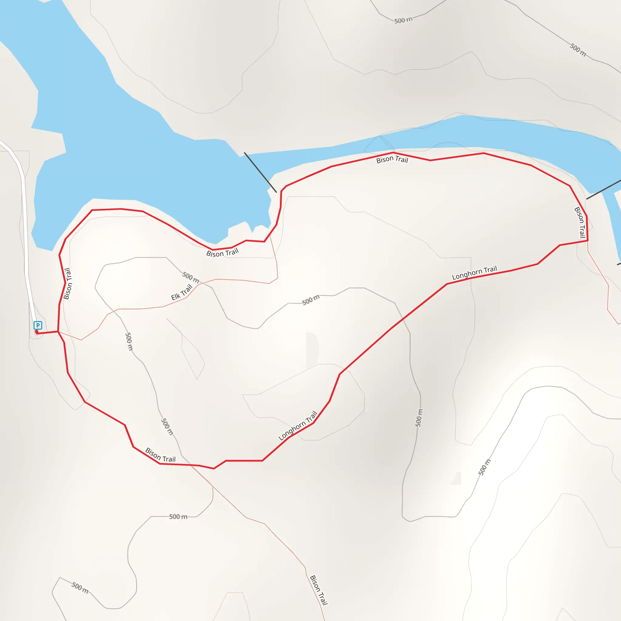 Longhorn and Bison Loop Trail mobile static map