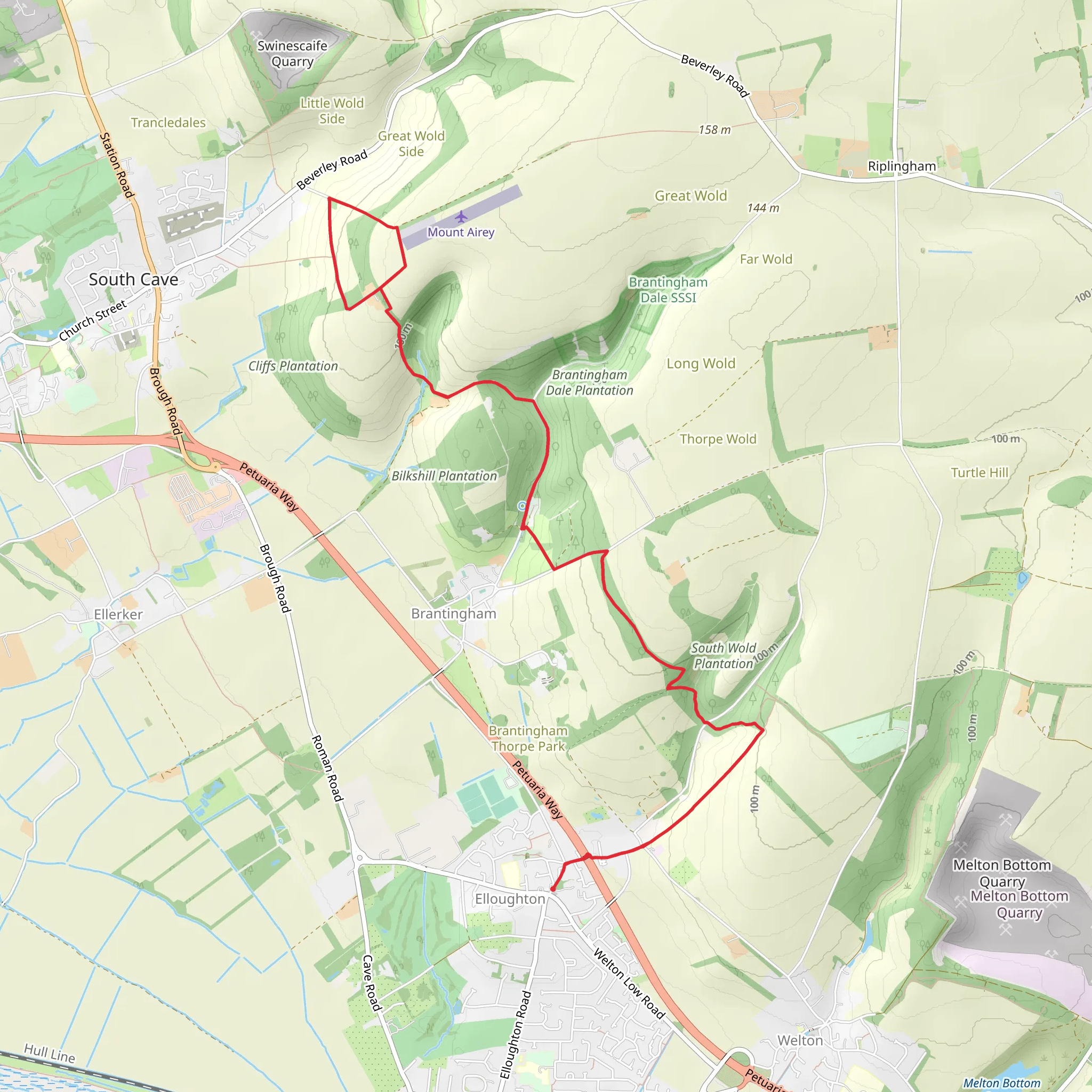 Mount Airey Walk from Elloughton mobile static map