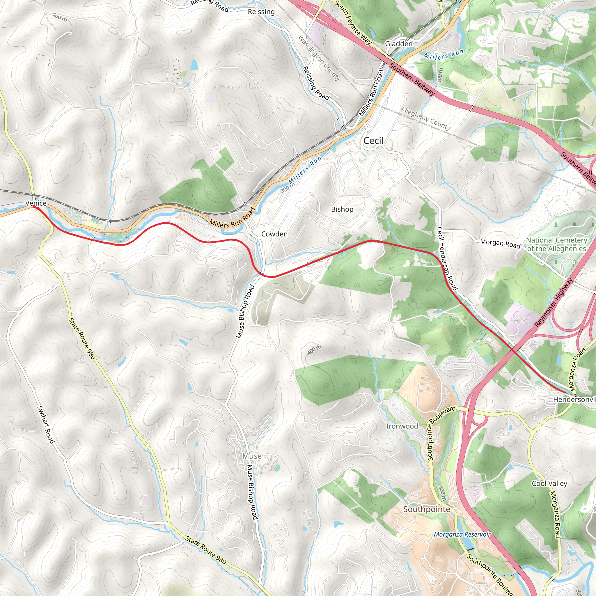 Millers Run mobile static map