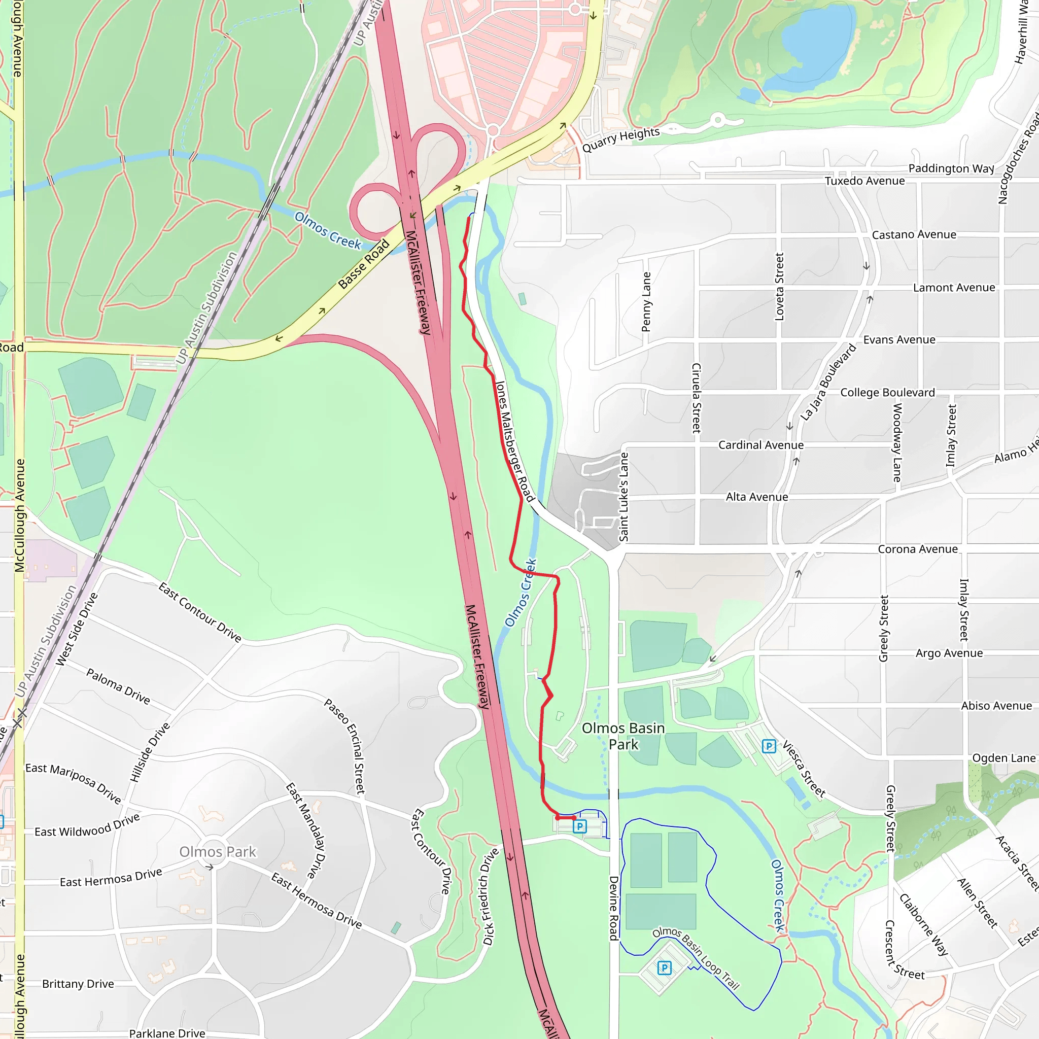 Olmos Basin Greenway Trail mobile static map