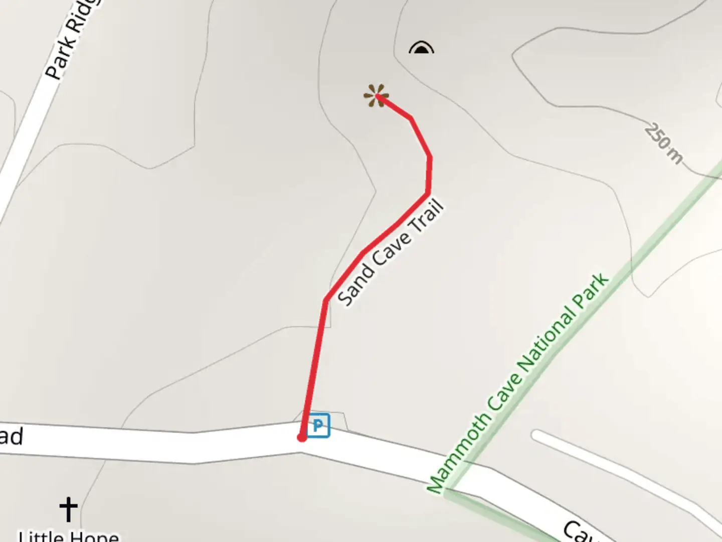 An image depicting the trail Sand Cave Trail and its surrounding area.