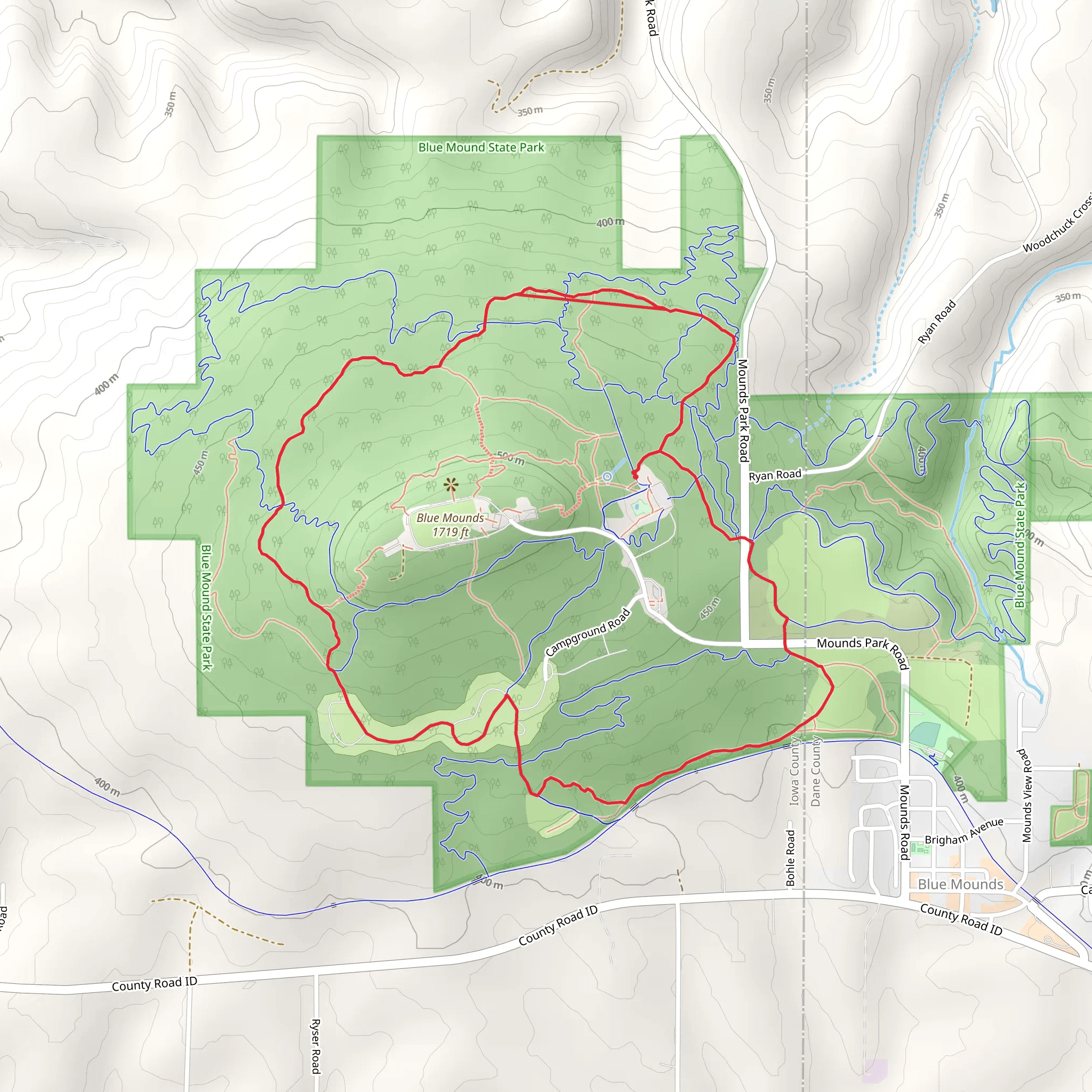 John Minix Trail, Ridgeview Trail and Pleasure Valley Loop Trail mobile static map