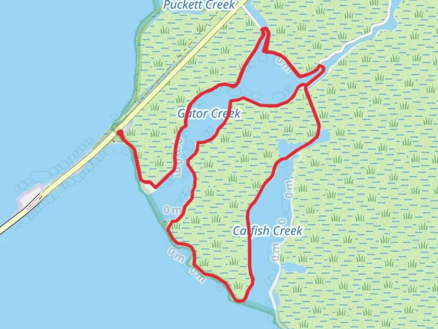 An image depicting the trail Gator Creek and Catfish Creek Walk and its surrounding area.