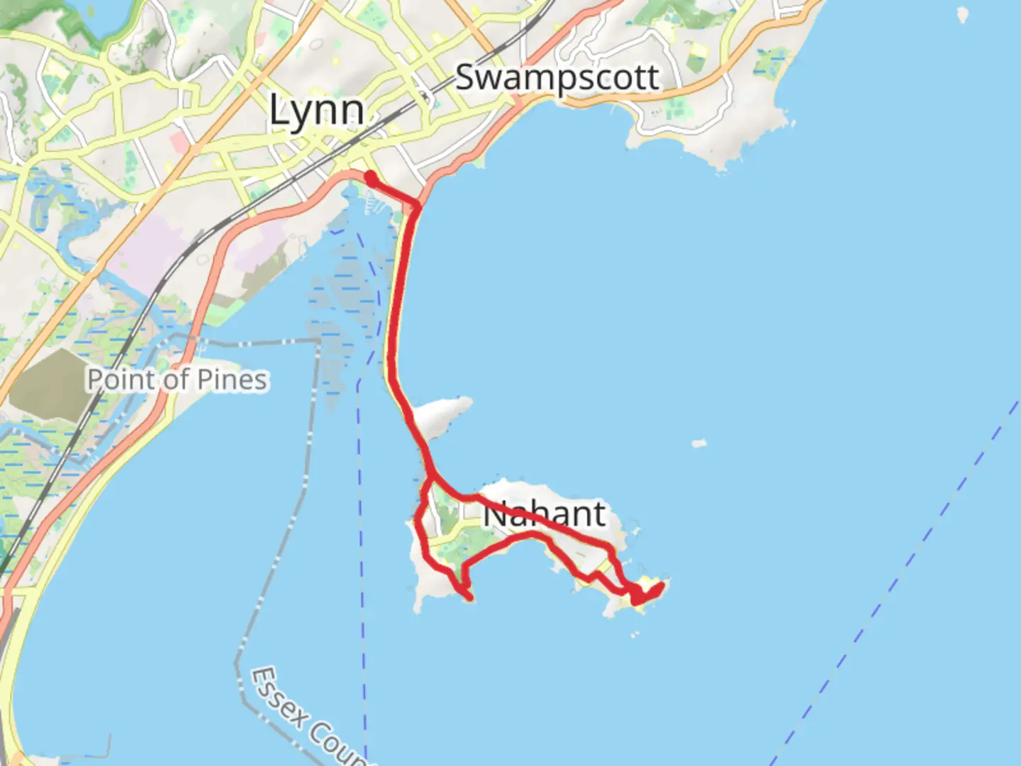 An image depicting the trail Lynn Heritage State Park to Nahant and its surrounding area.