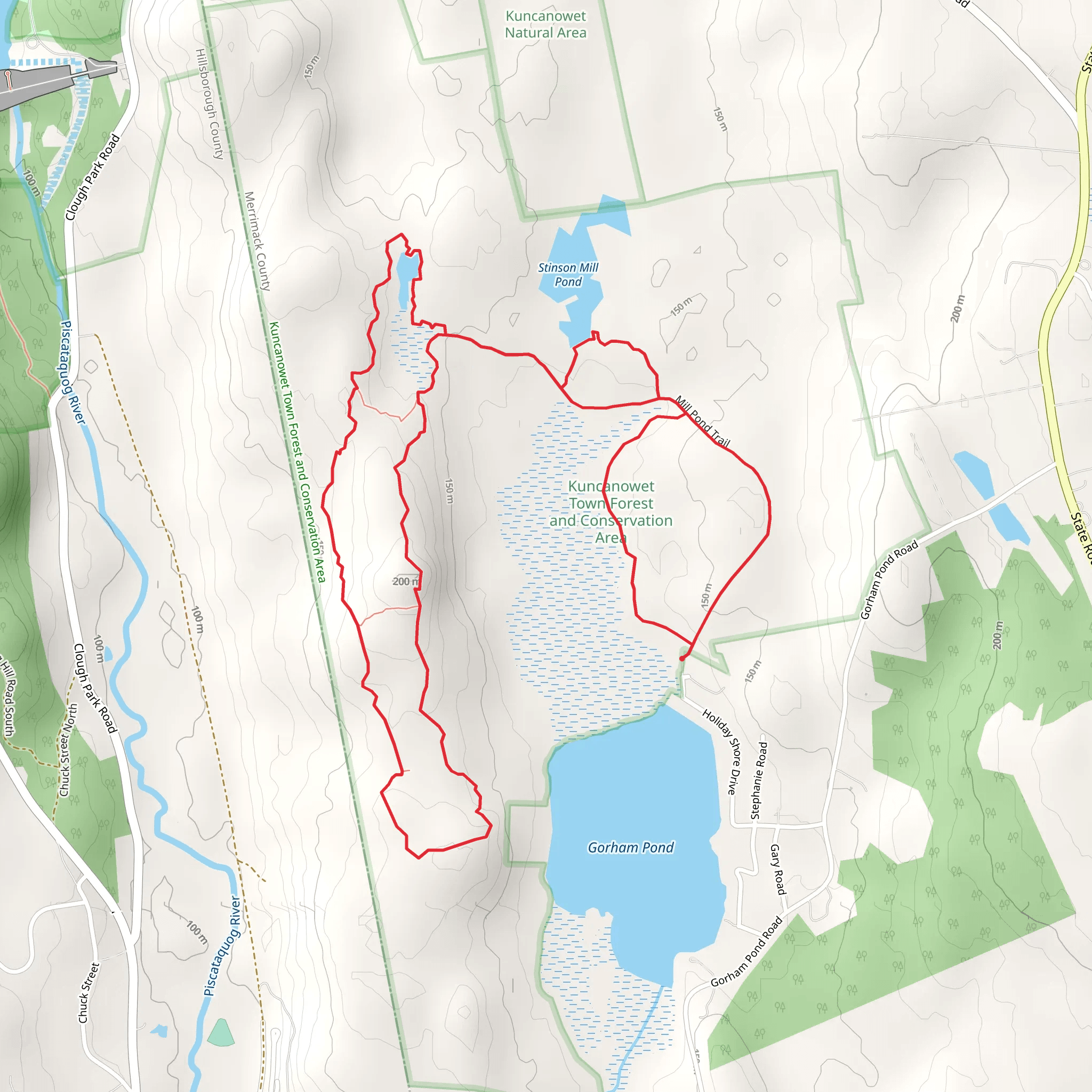 Kuncanowet Town Forest Loop Trail mobile static map