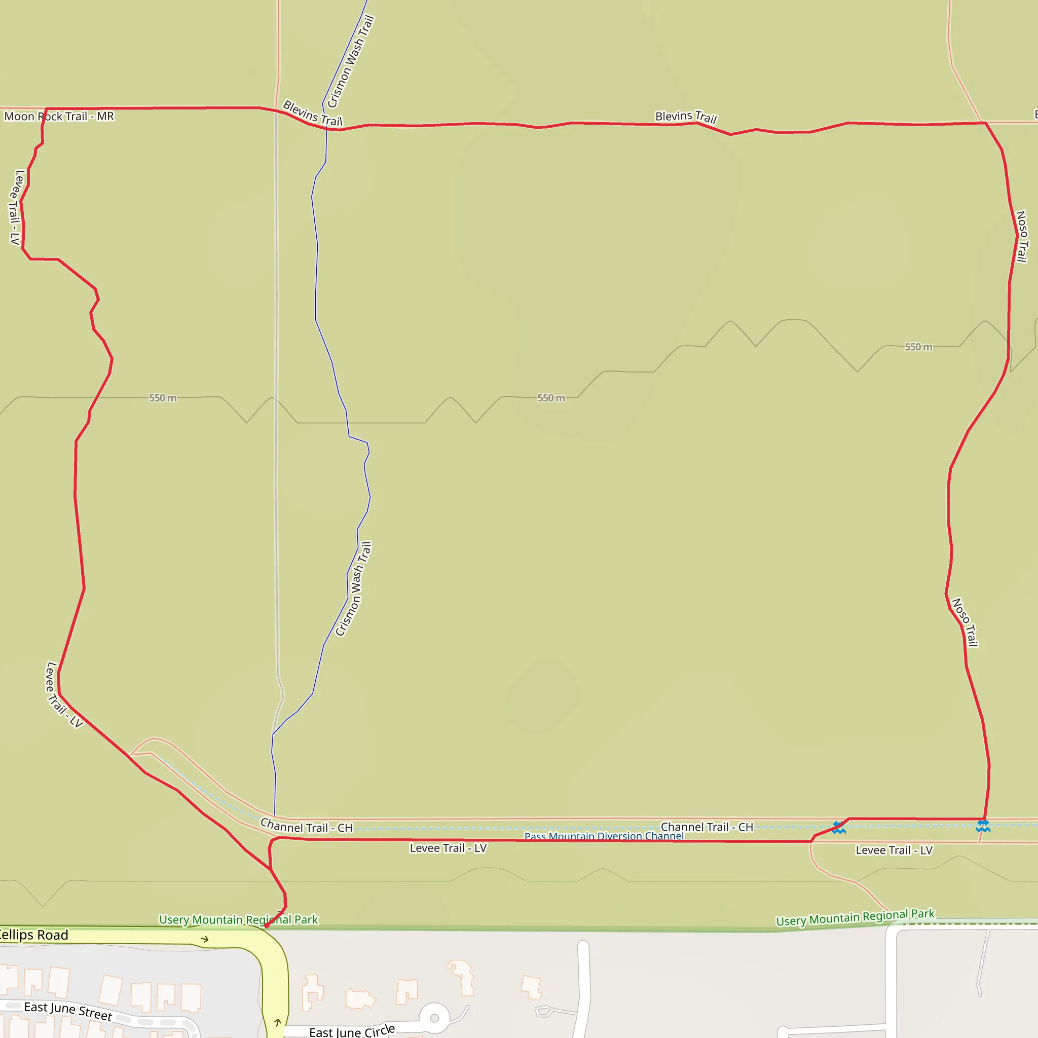 Blevins and Levee Loop Trail mobile static map