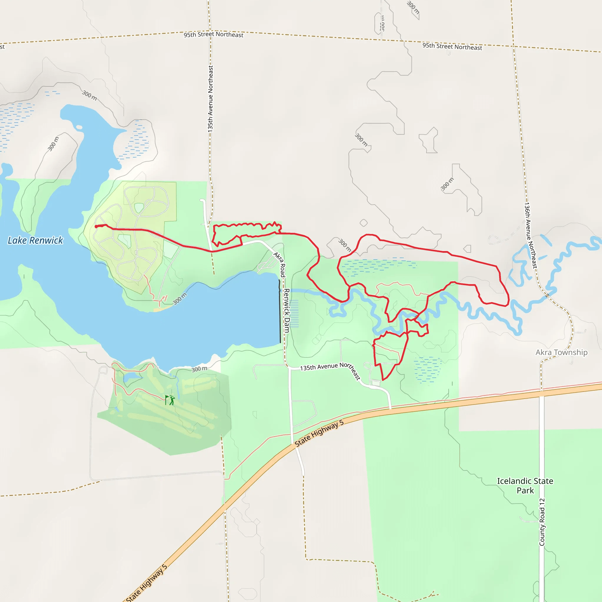Hillman Trail, Bluebird Trail, Basswood Trail and Old Settlers Trail mobile static map