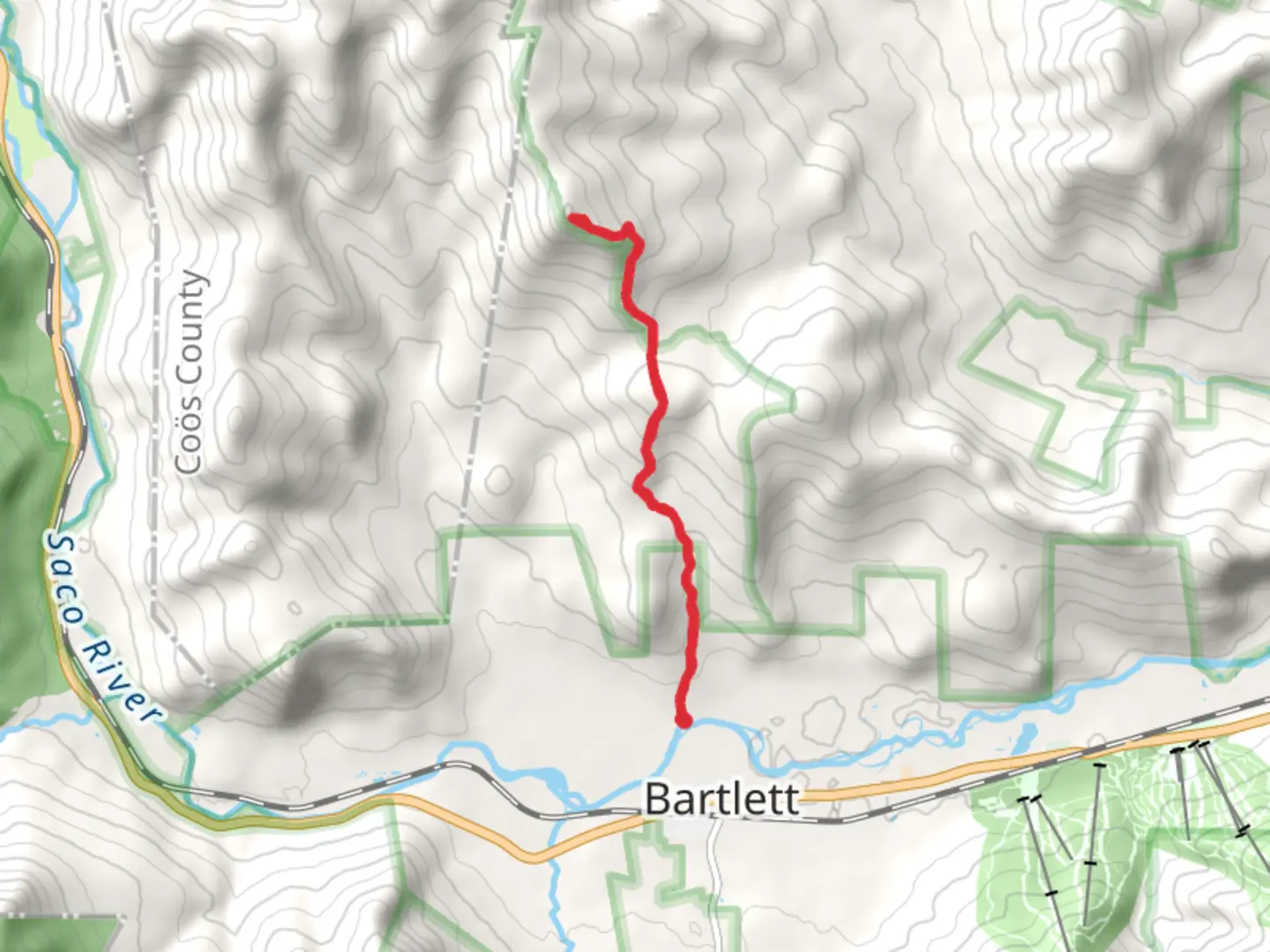 An image depicting the trail Mount Parker Trail from Cobb Road and its surrounding area.