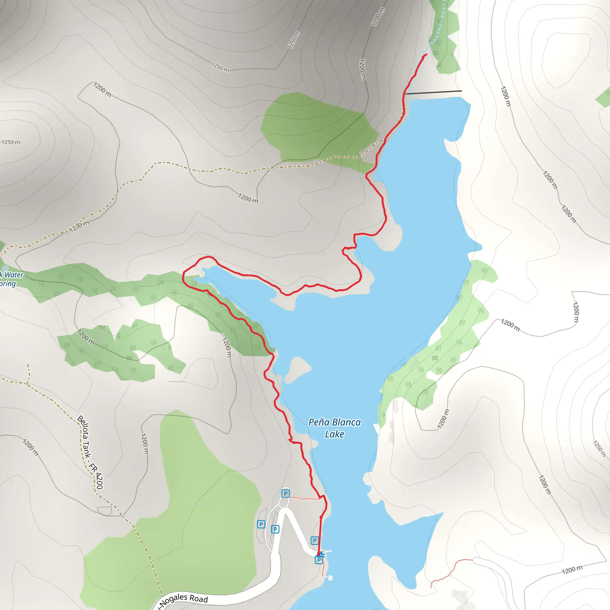 Pena Blanca Lake Trail mobile static map