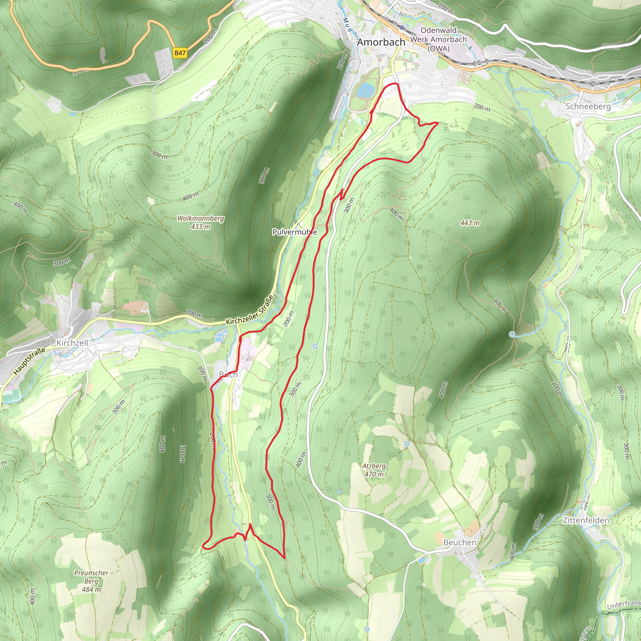 Bubenweg, Herzenweg and Kastanienweg Loop mobile static map