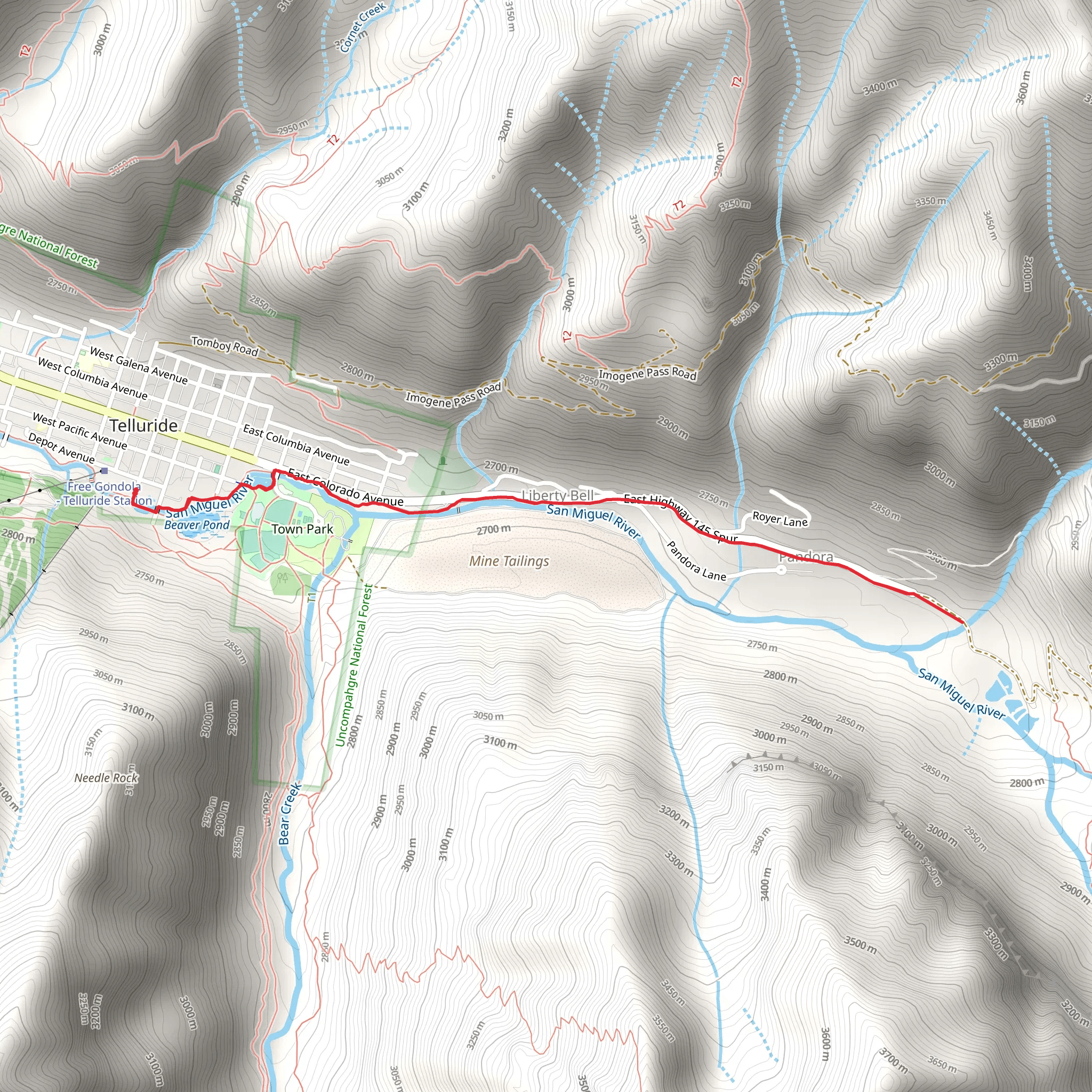 San Miguel River Trail mobile static map