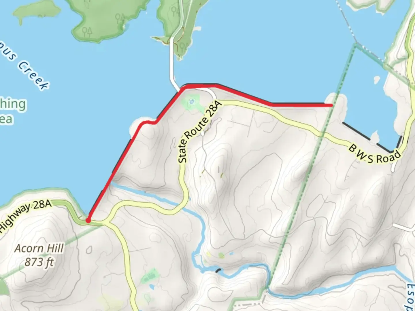 An image depicting the trail Olivebridge Dam and Ashokan Reservoir and its surrounding area.
