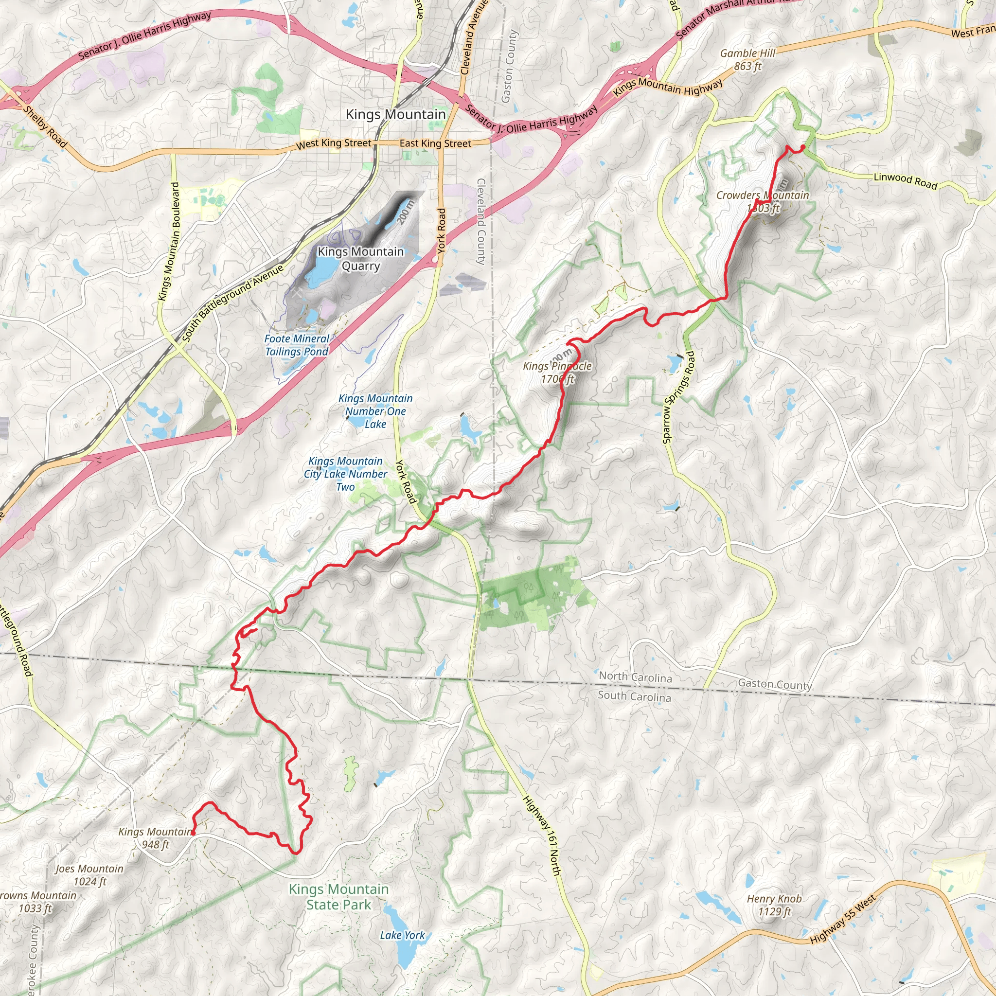 Kings Pinnacle via Ridgeline Trail mobile static map