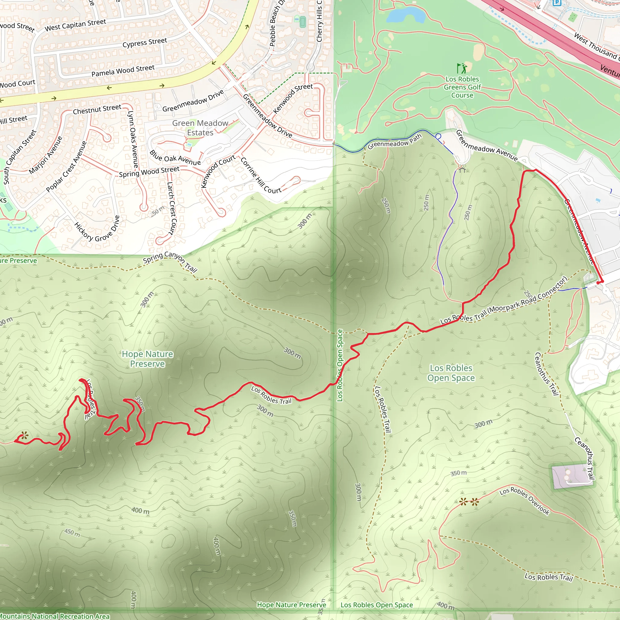 Oak Creek Canyon and Los Robles Trail mobile static map