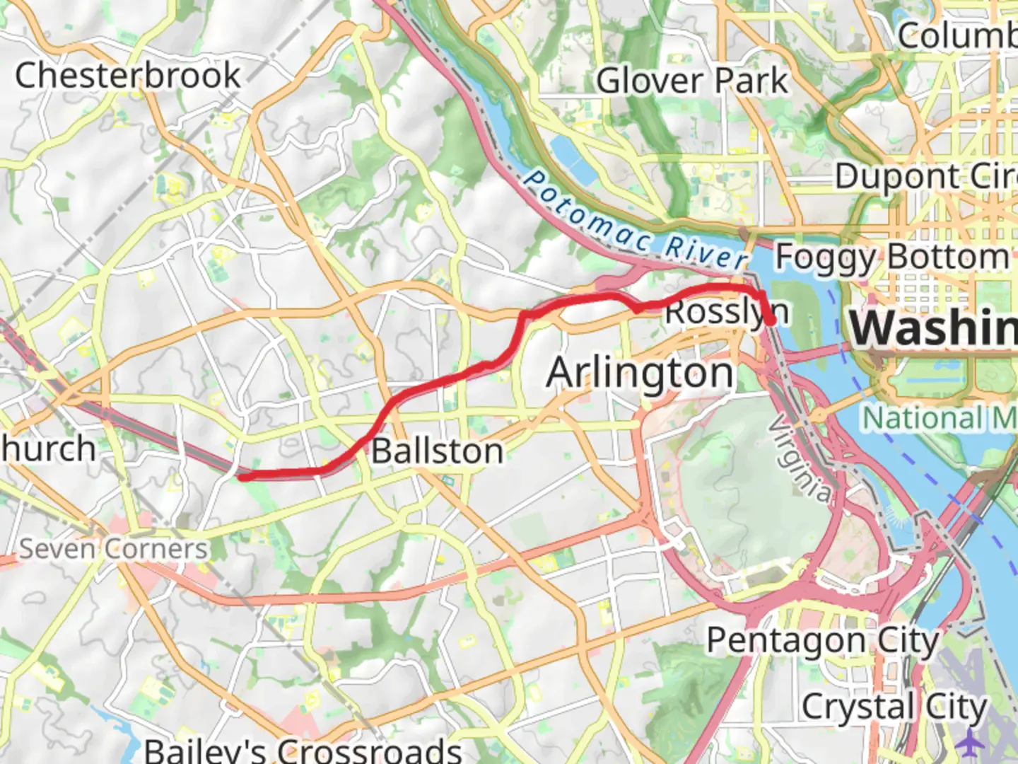 An image depicting the trail Mount Vernon and Custis Trail and its surrounding area.