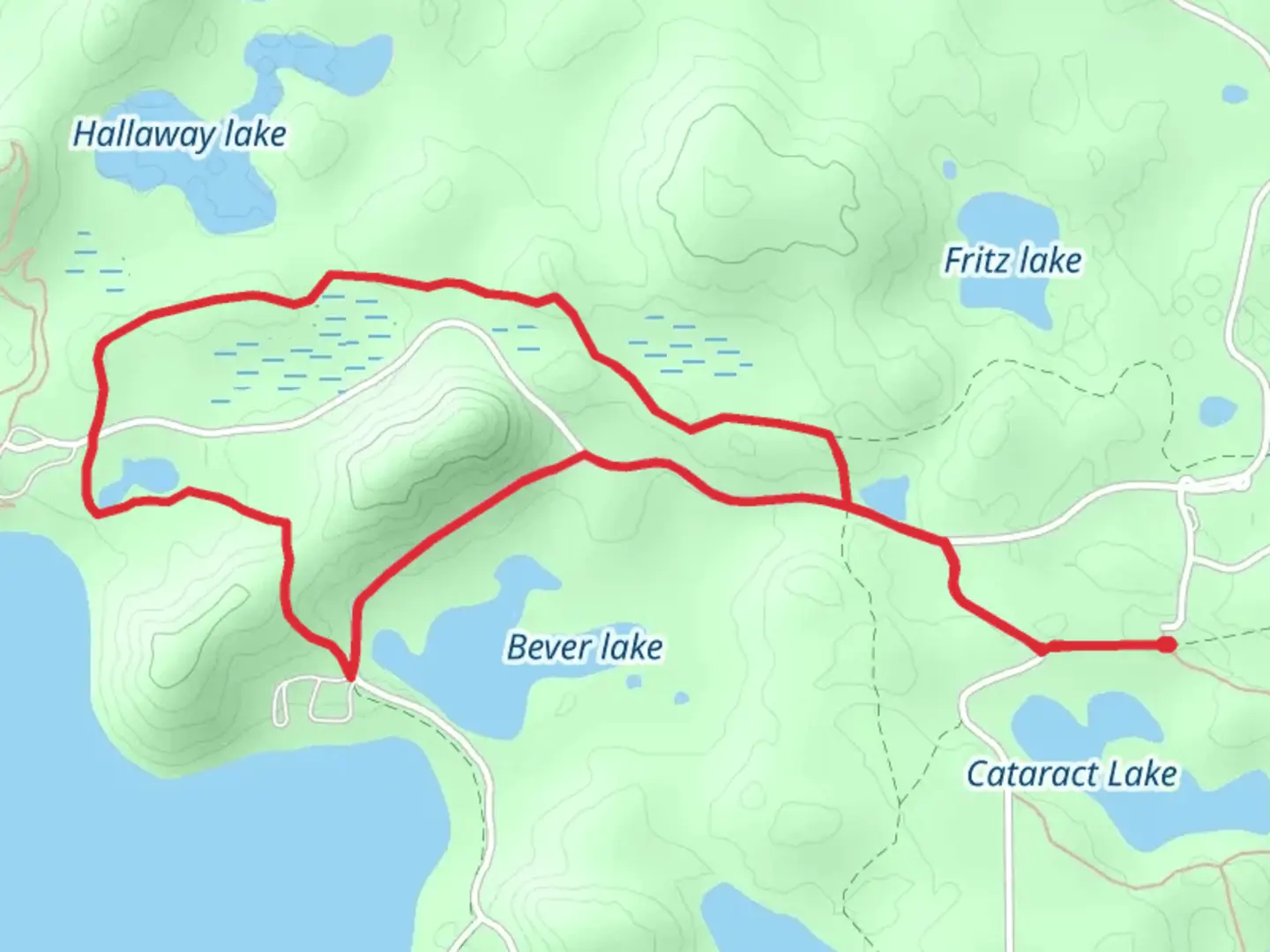 An image depicting the trail Hallaway's Hill Trail and Beach Road Loop and its surrounding area.