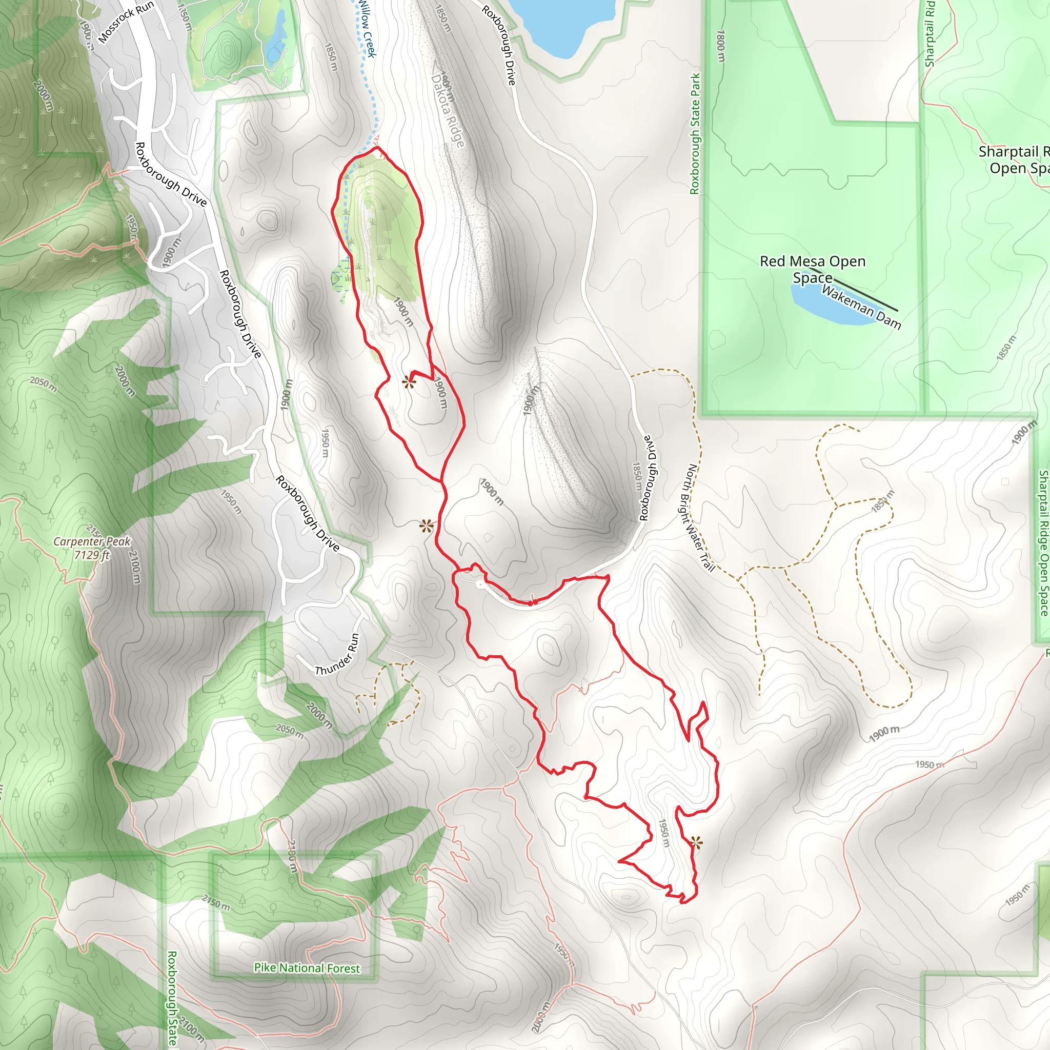 Willow Creek Trail and Fountain Valley Trail Loop mobile static map