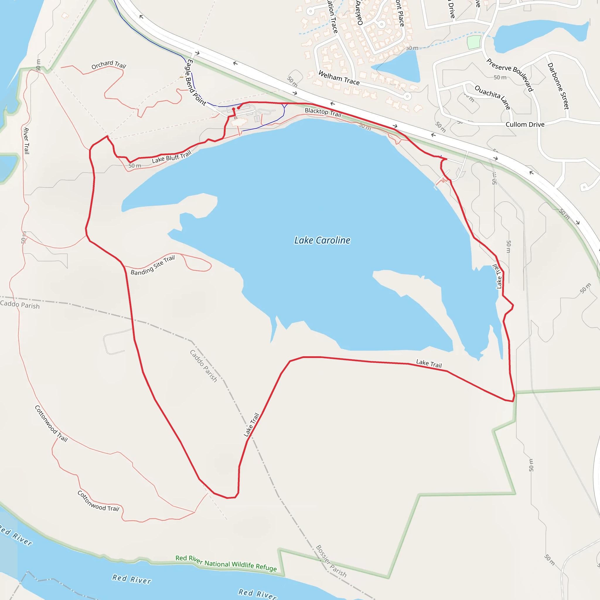 Lake Caroline Loop mobile static map