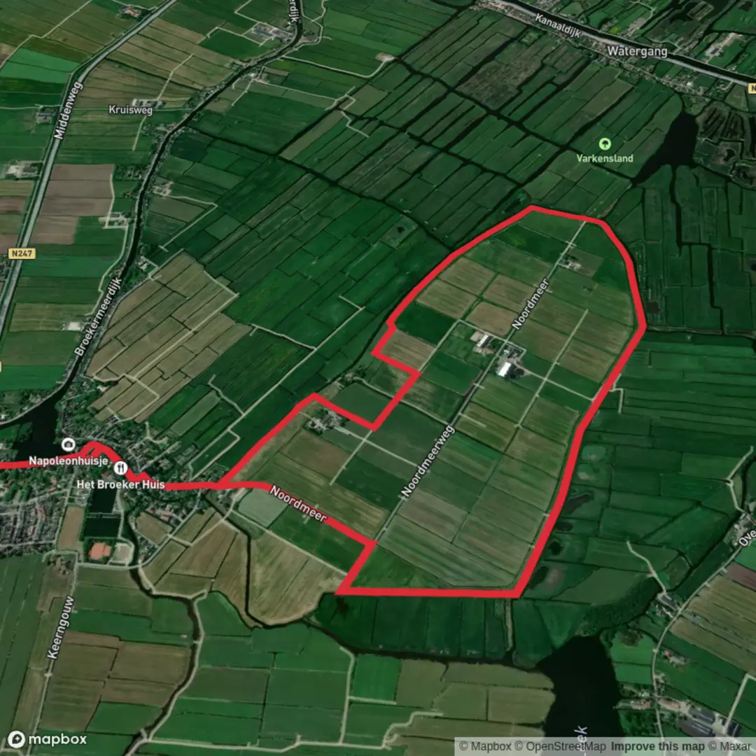 An image depicting the trail Noordmeer Loop Route and its surrounding area.