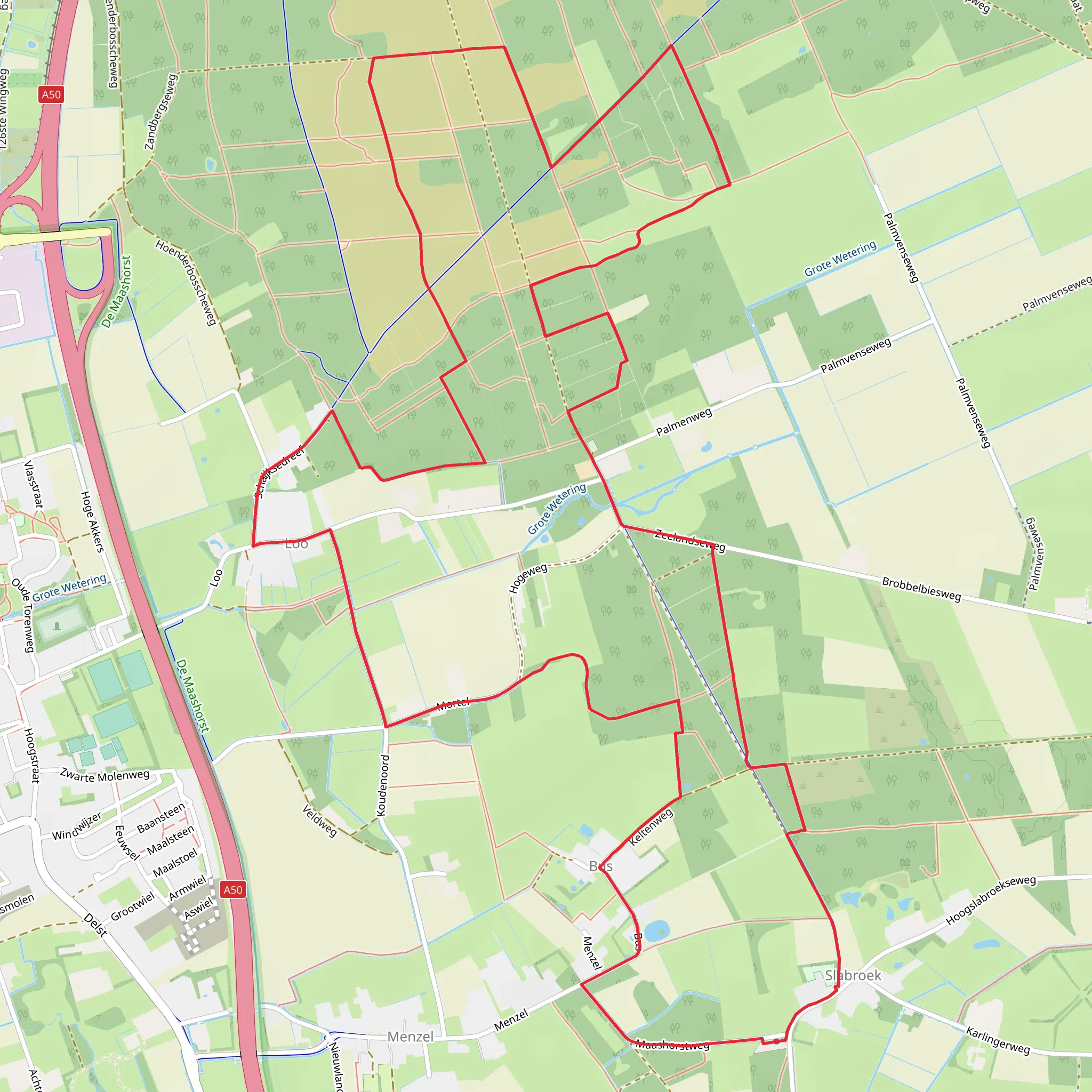 Brobbelbies, Konensberg and De Mortel Loop mobile static map