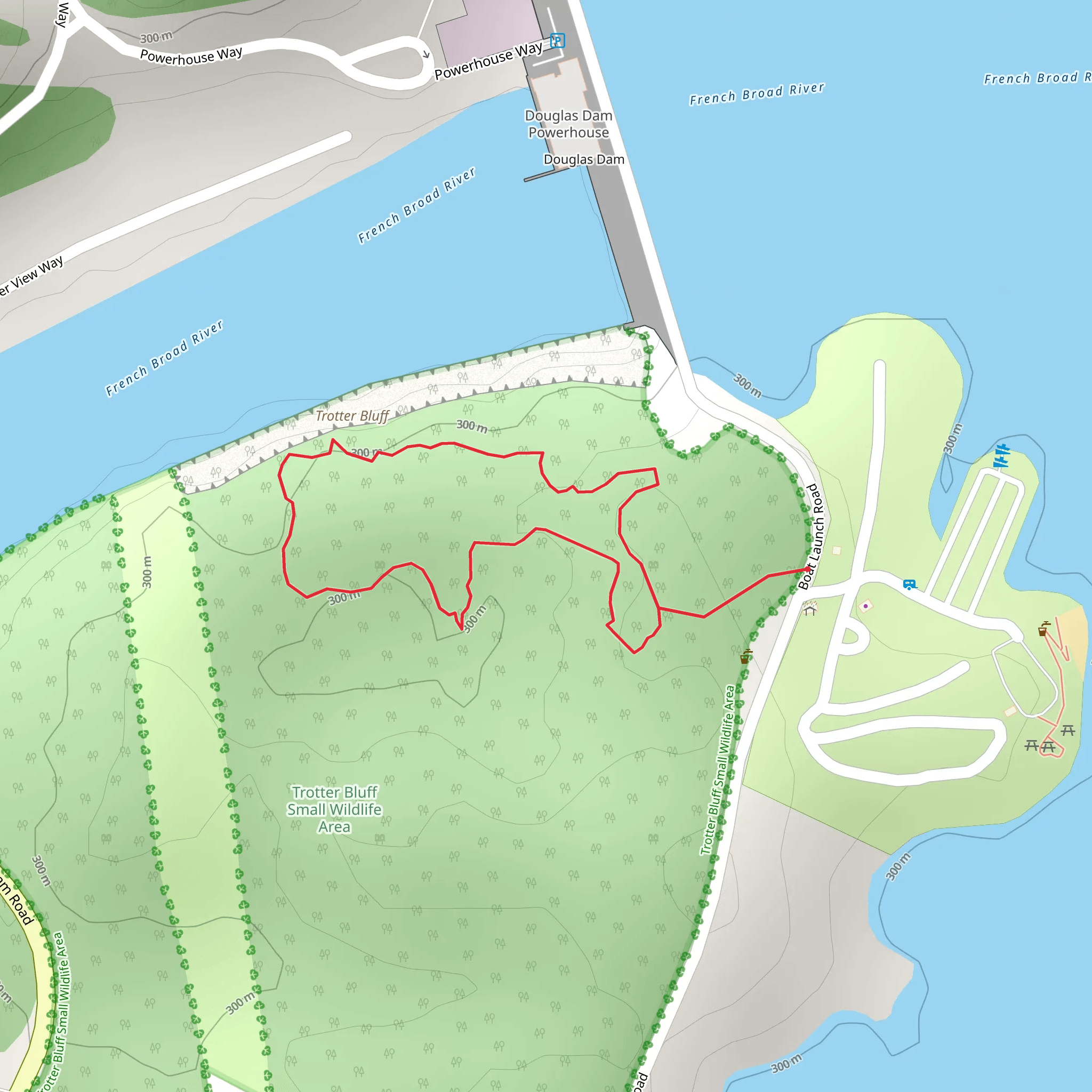 Douglas Dam Nature Loop Trail mobile static map