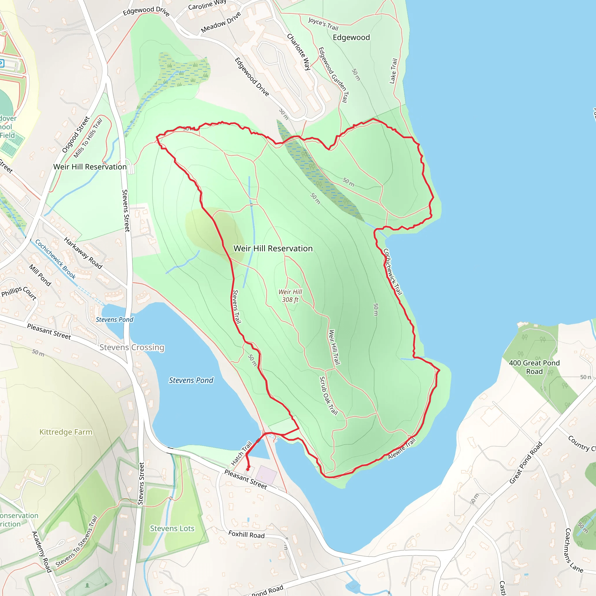 Stevens Pond - Yellow Loop mobile static map