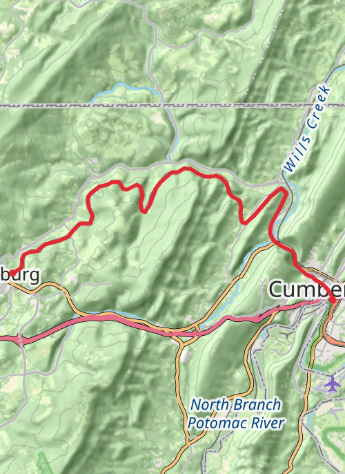 Day 10 GAP finish Frostburg to Cumberland  mobile static map