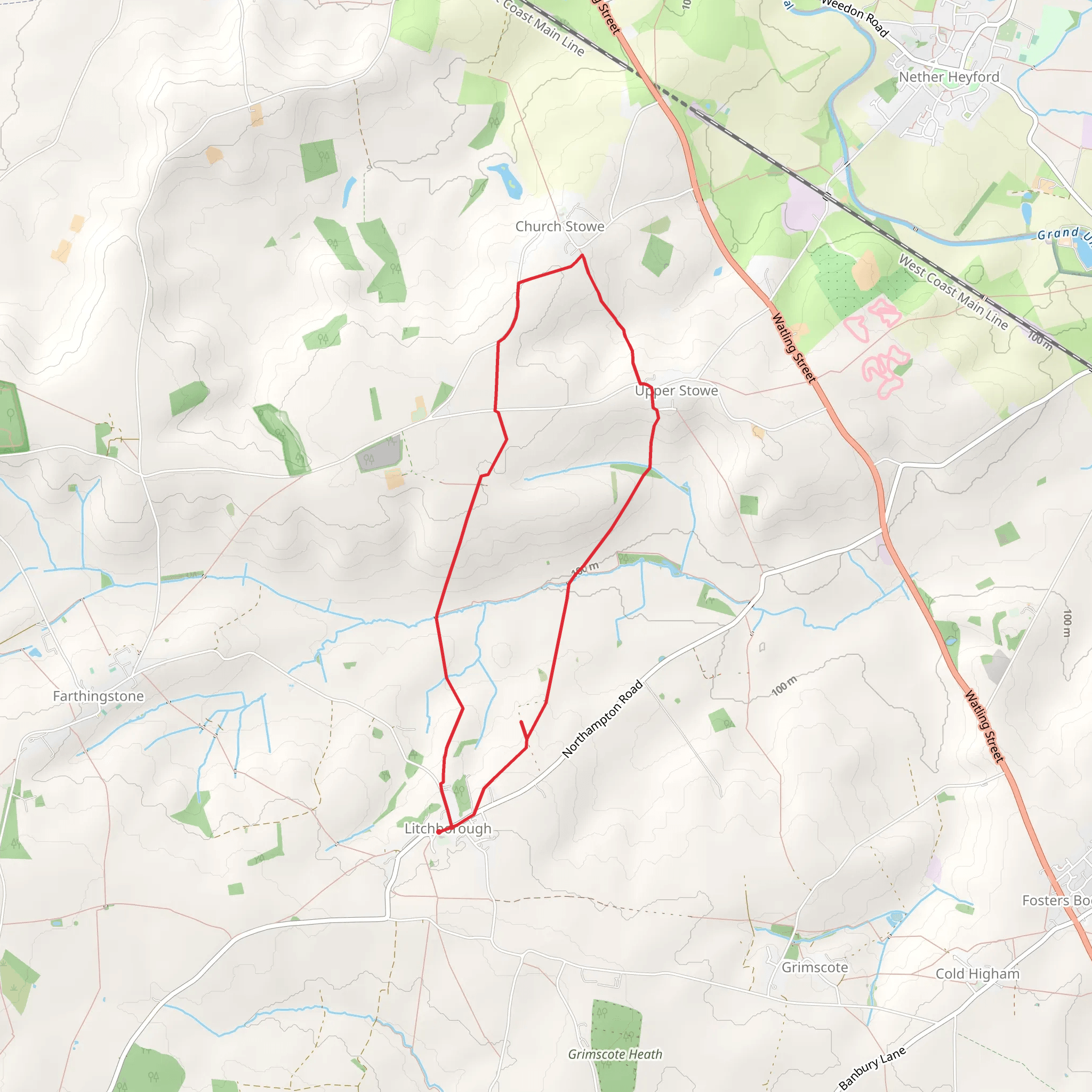 Litchborough to Upper Stowe Loop Walk mobile static map