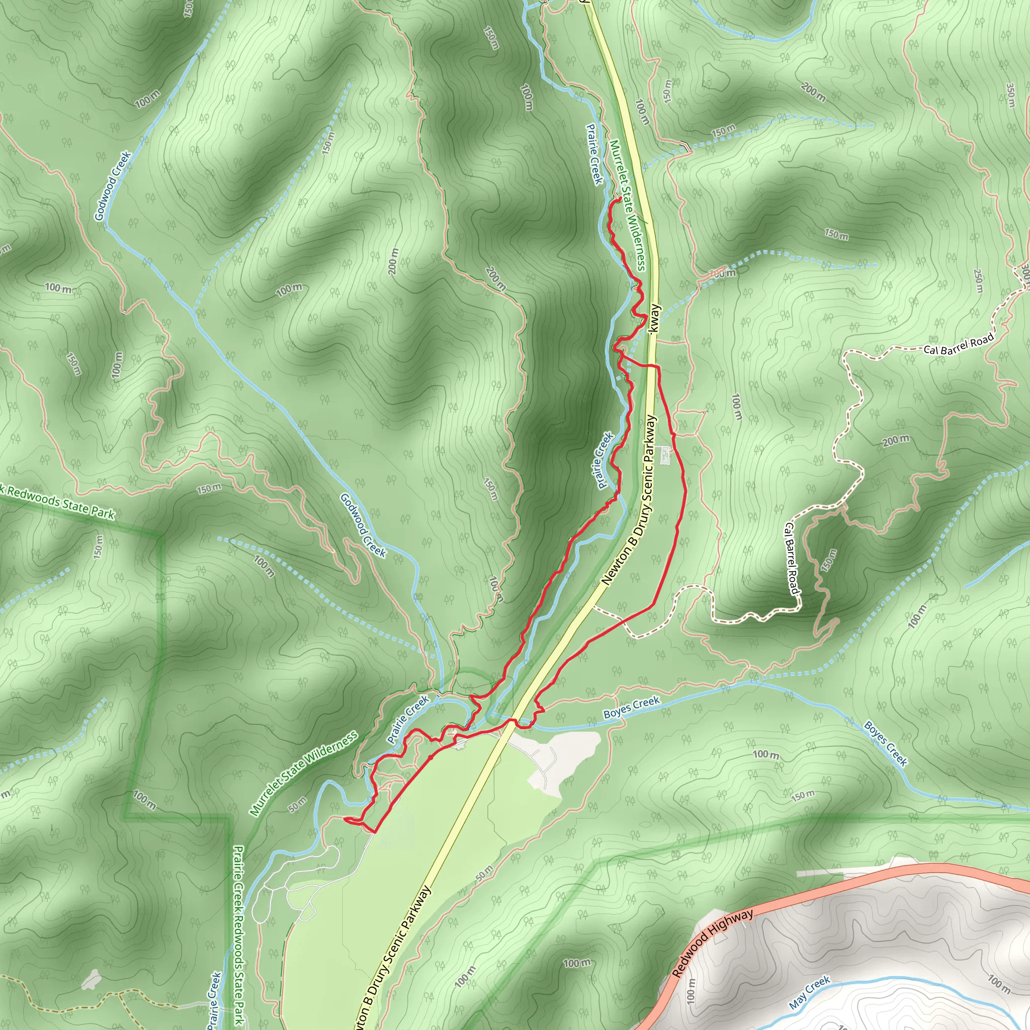 Redwood Access and Karl Knapp Loop Trail mobile static map