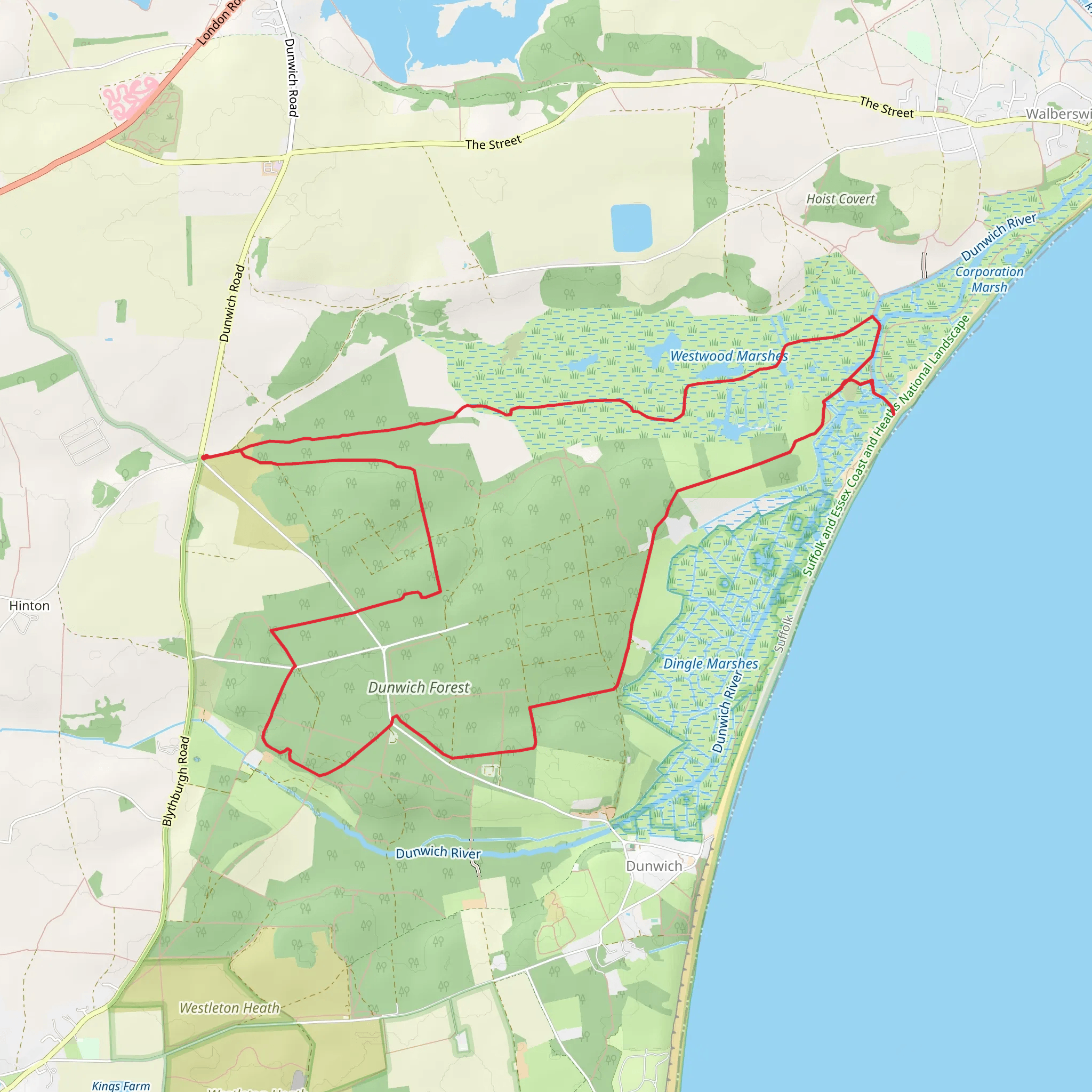 Dunwich Forest and Beach Loop mobile static map