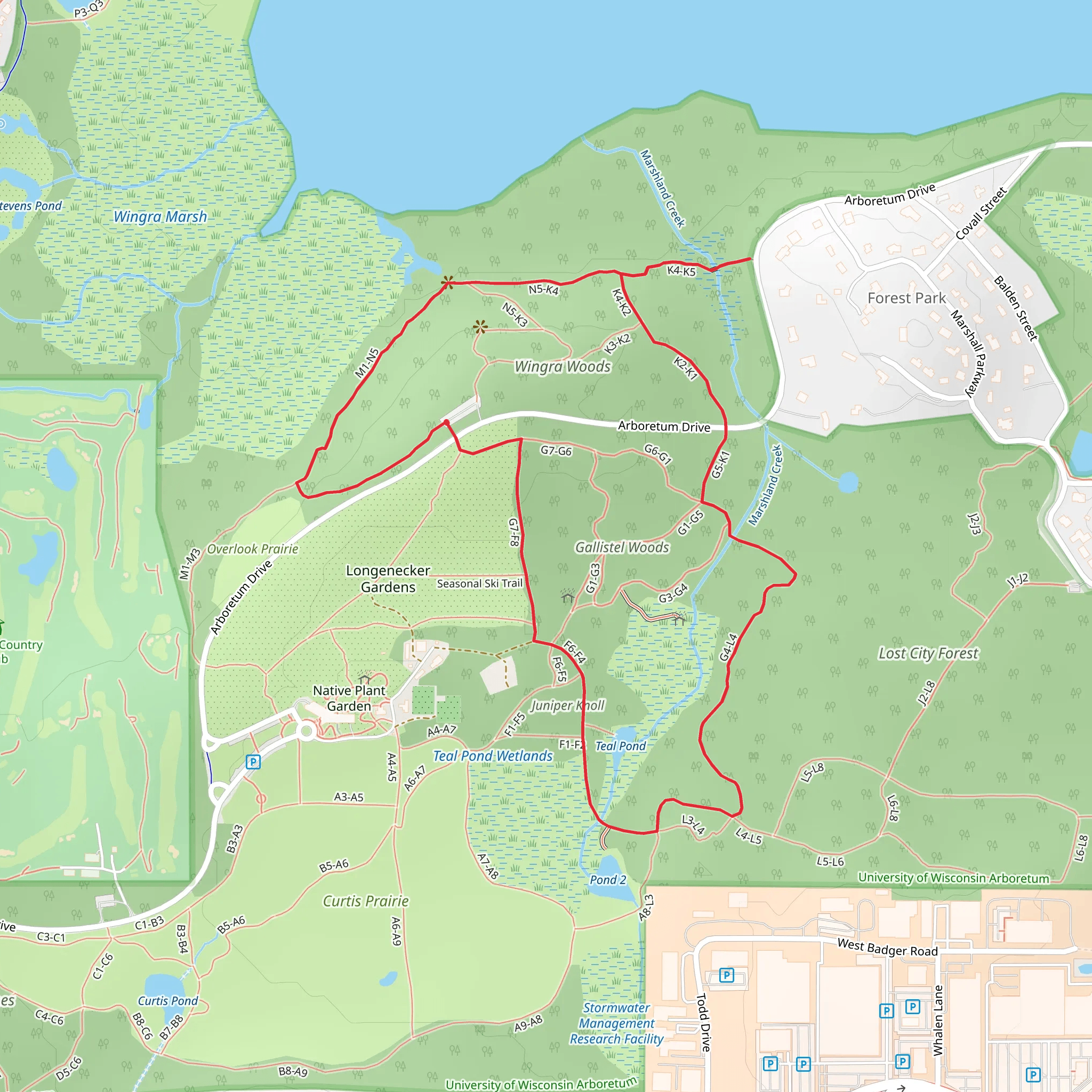 Wingra and Gallistel Woods Loop mobile static map