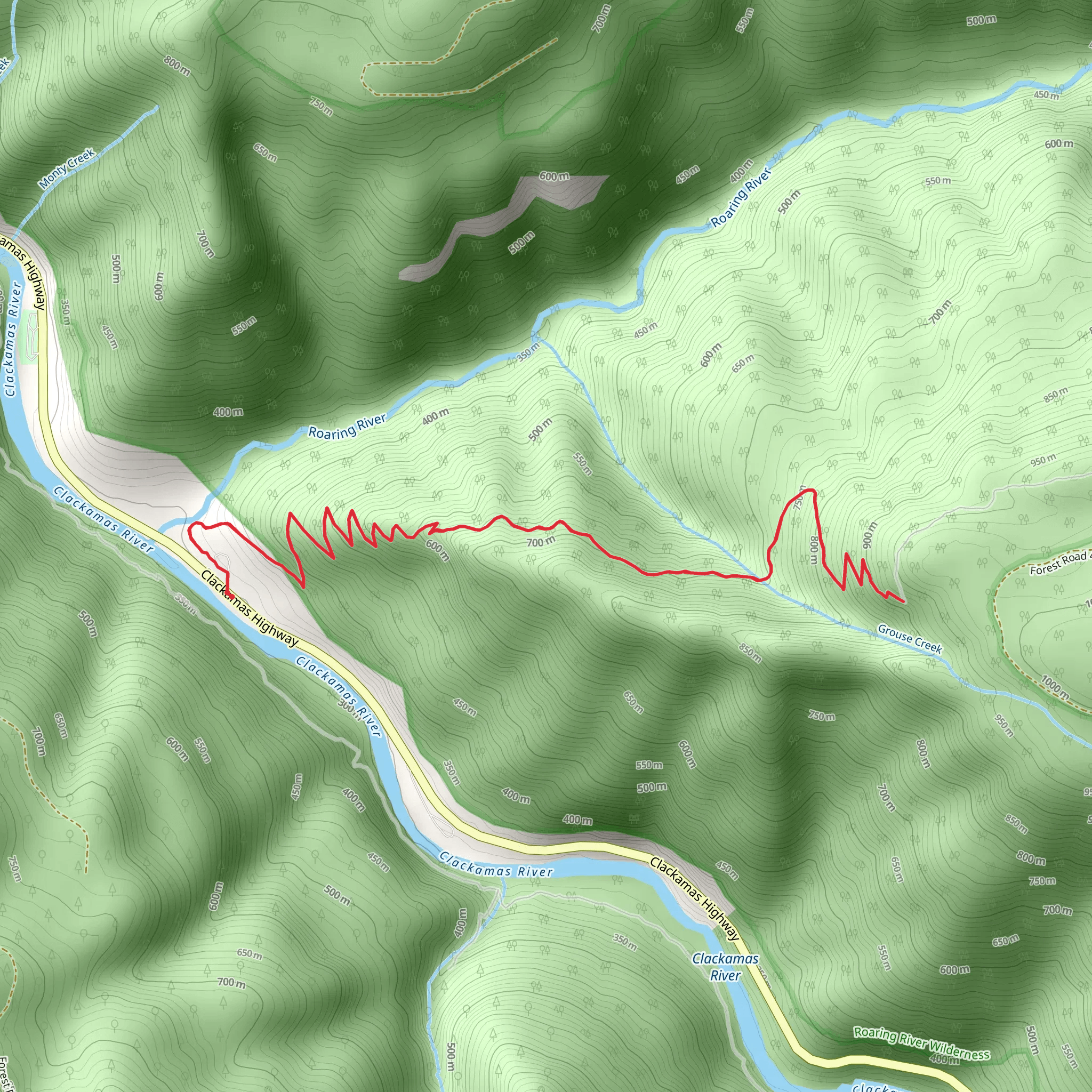 Grouse Creek via Dry Ridge Trail mobile static map