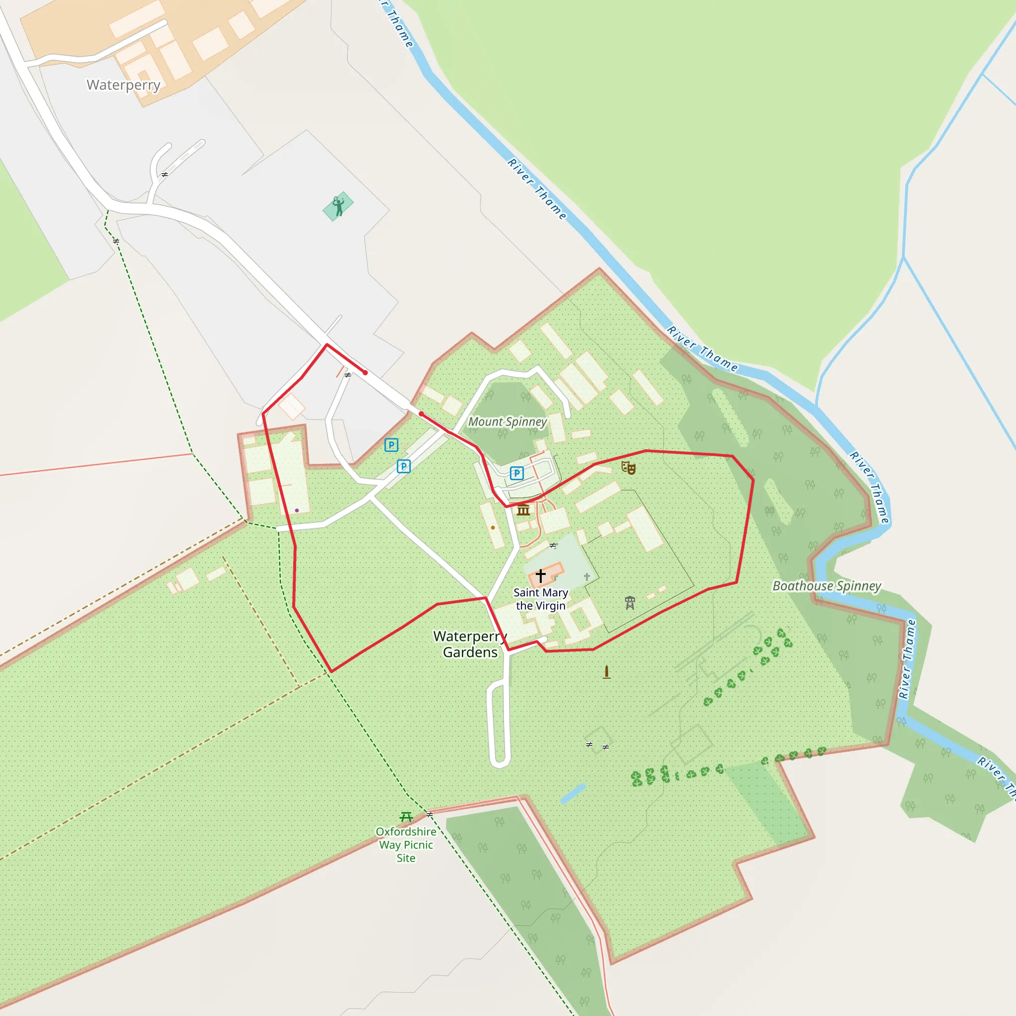 Waterperry Gardens Loop mobile static map