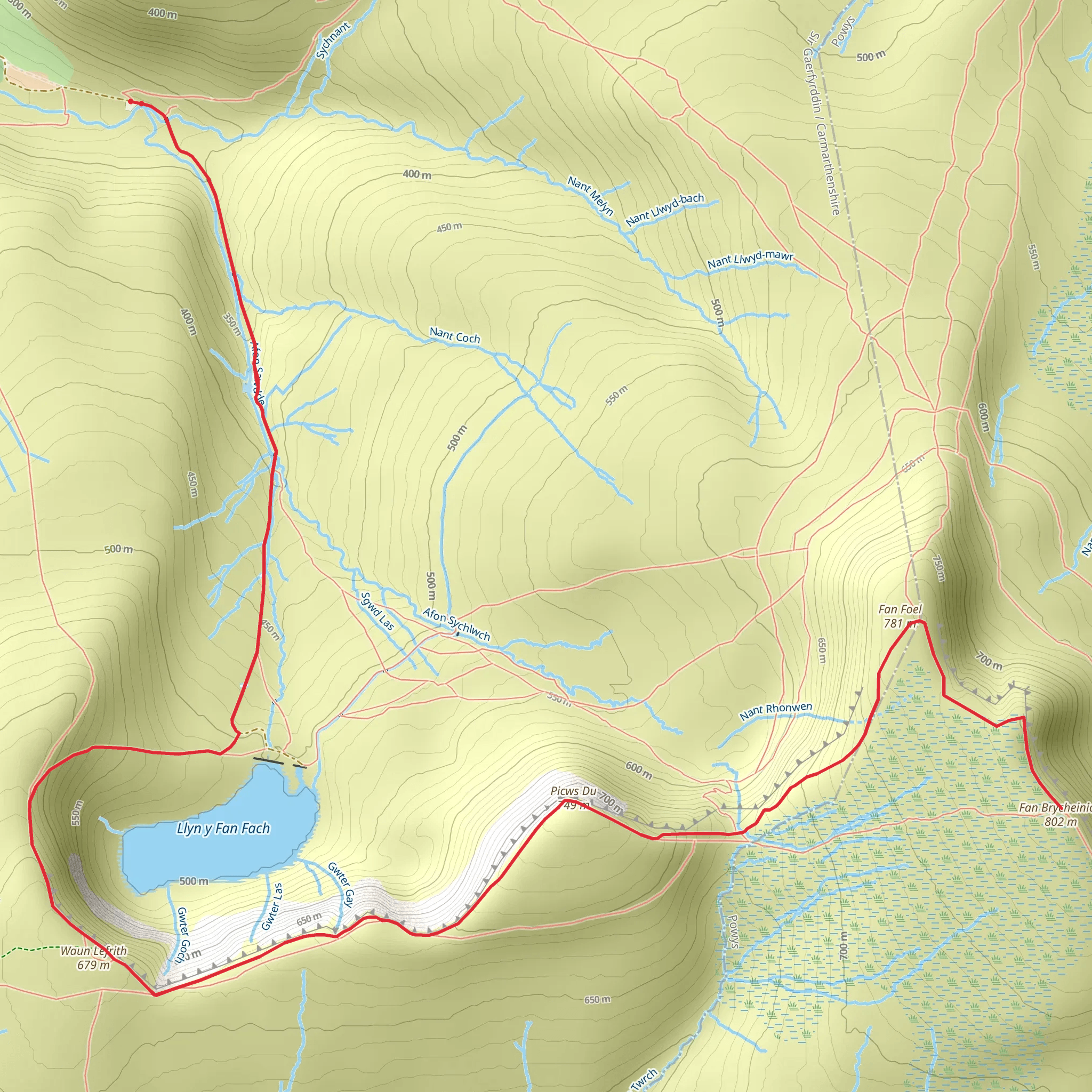 Carmarthen Fans Walk mobile static map