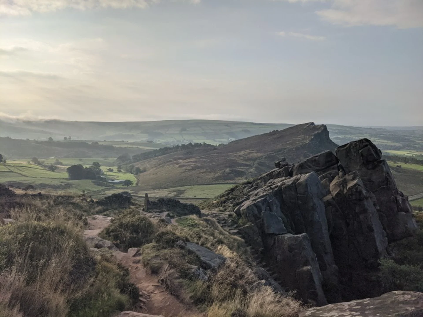 An image depicting the trail Hen Cloud and The Roaches from Gradbach and its surrounding area.