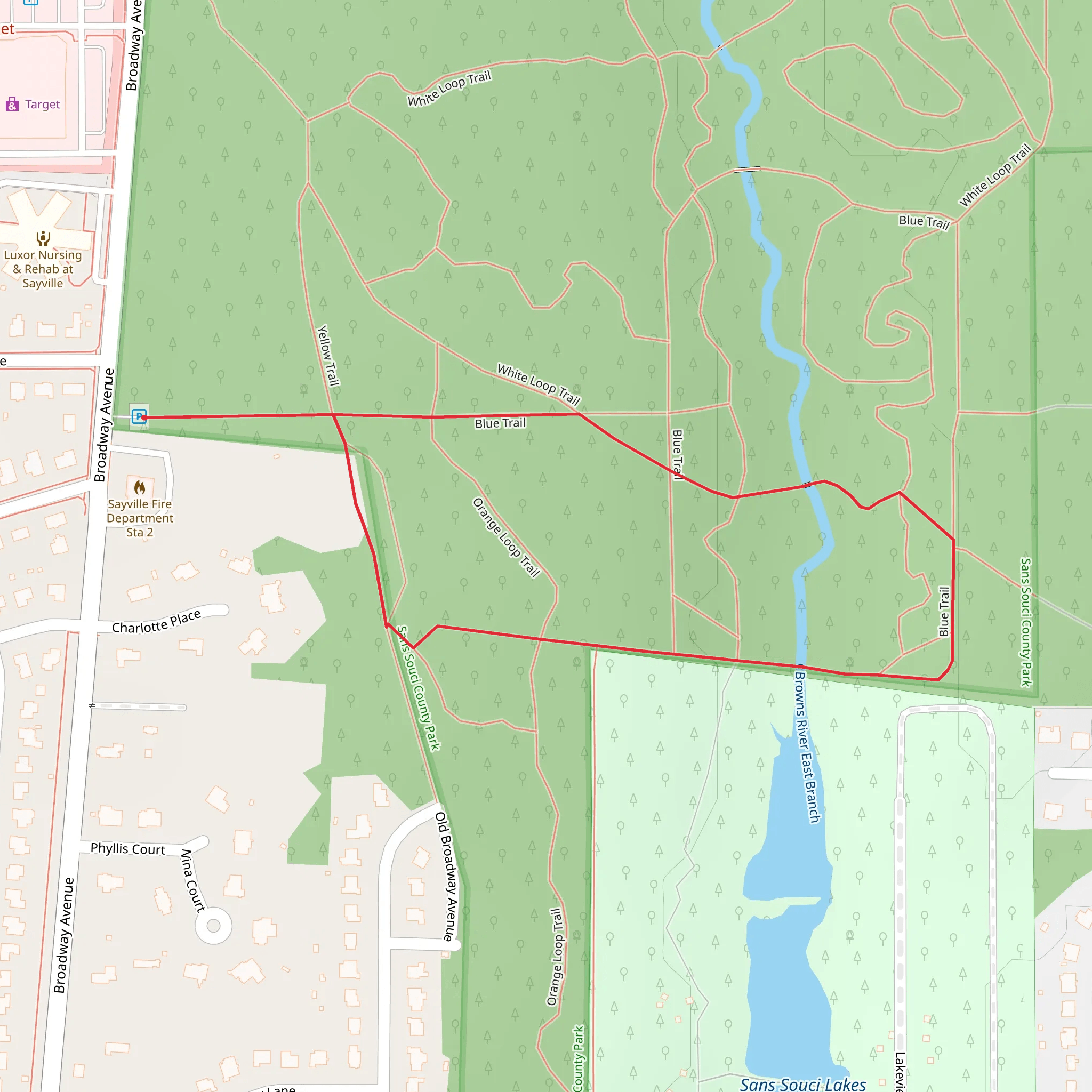 White Loop Trail from Broadway Avenue mobile static map
