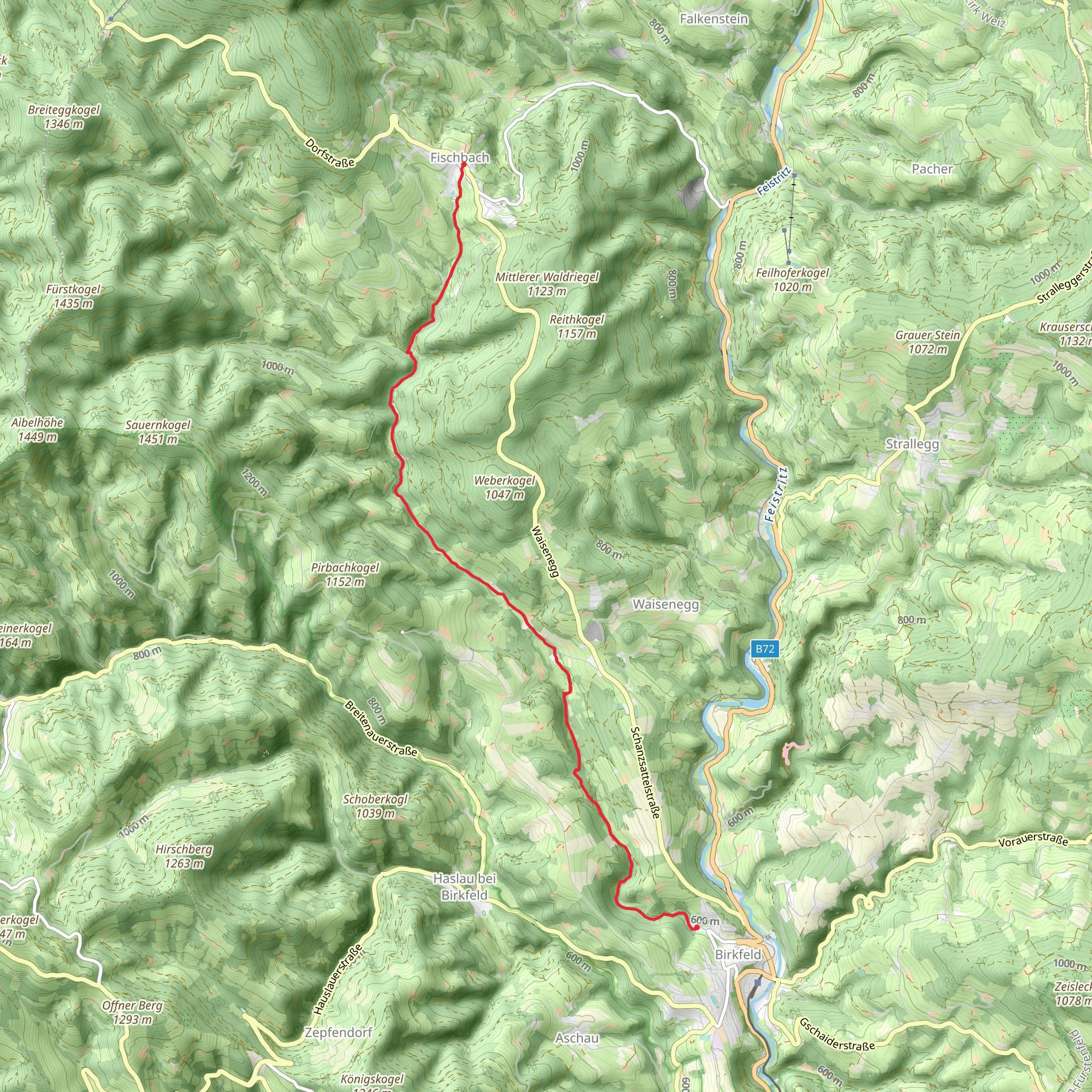 Fischbach to Birkfeld mobile static map