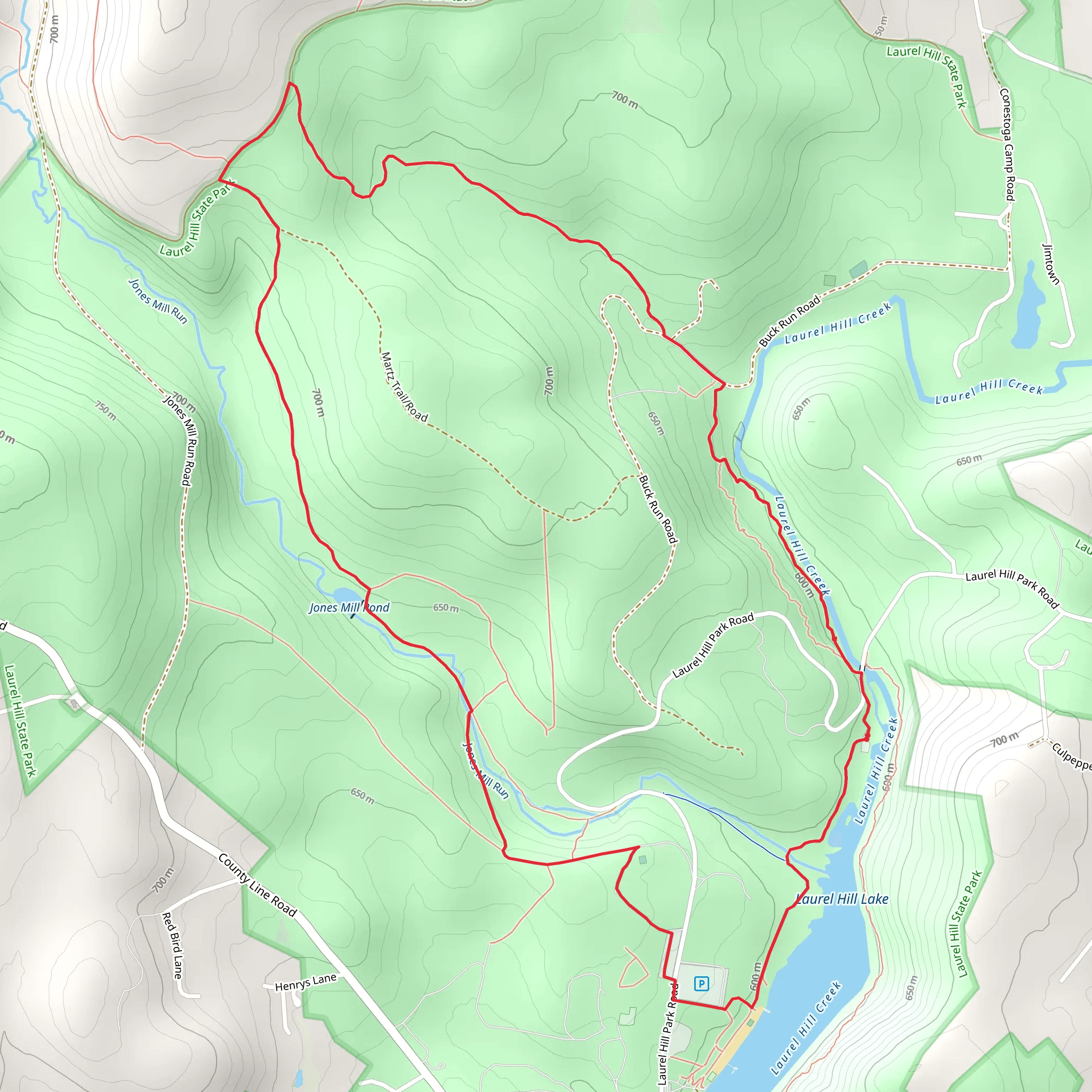 Jones Mill Pond and Laurel Hill Lake Loop mobile static map